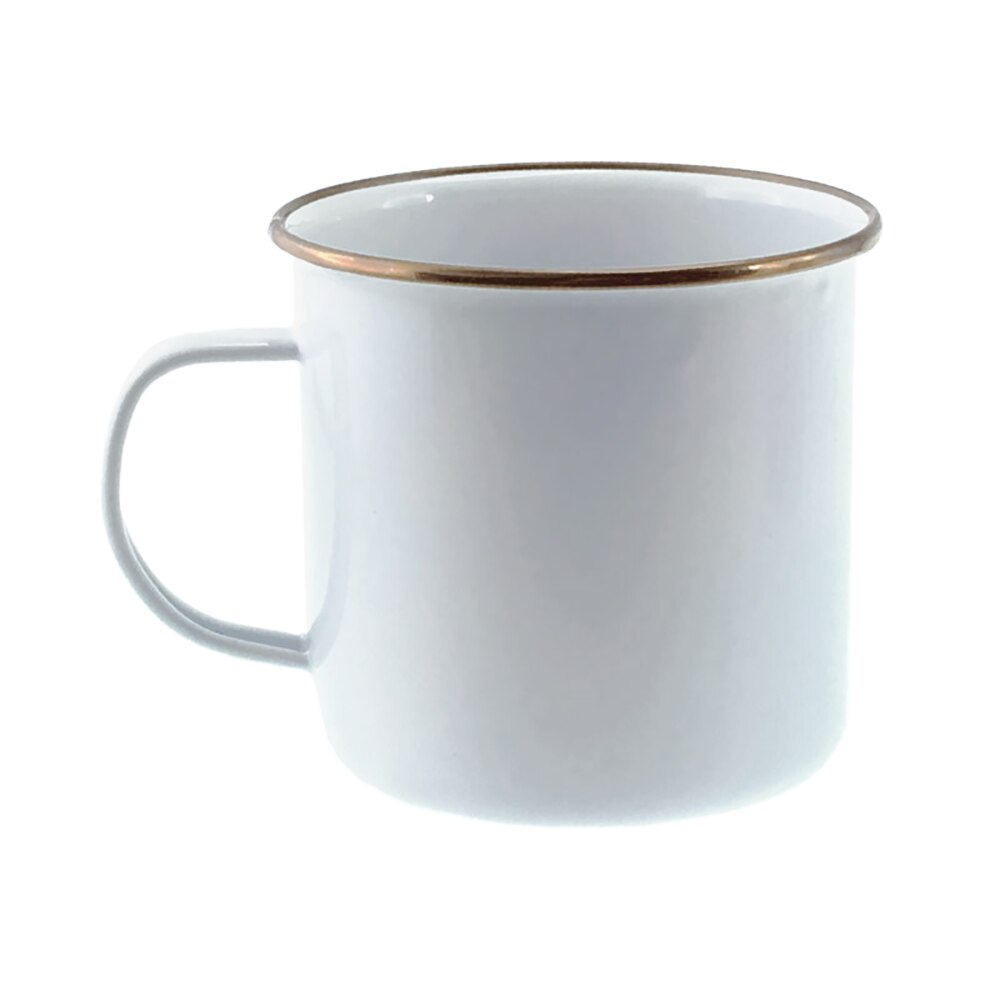Falcon Enamel Mug 9cm (500ml) - White with Copper Rim