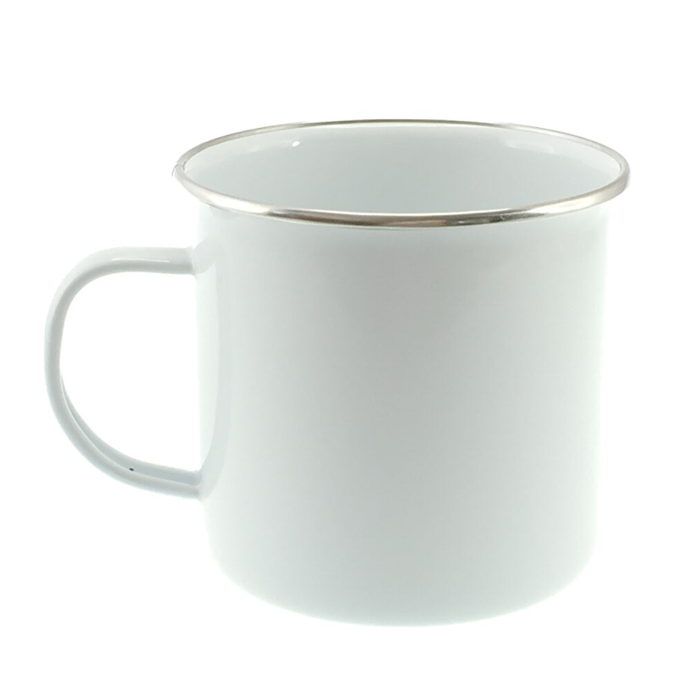Falcon Enamel Mug 9cm (500ml) - White with Stainless Steel Rim