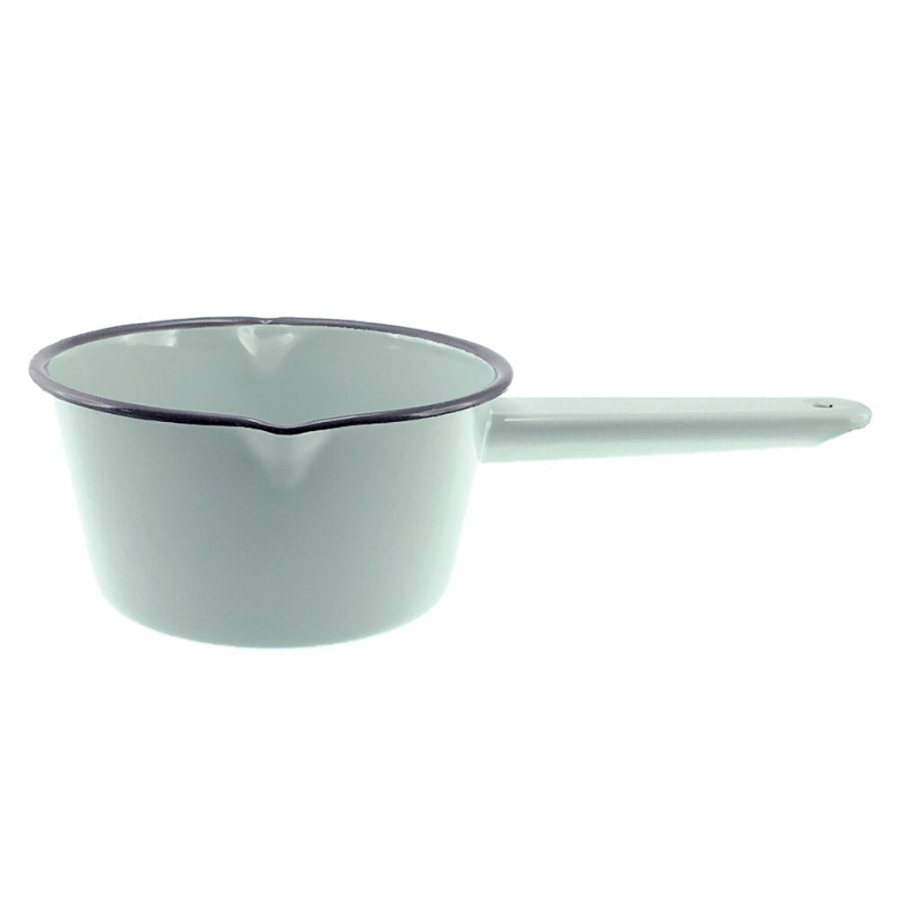 Falcon Enamel Milk Saucepan 14cm (850ml) - Duck Egg Blue with Grey Rim