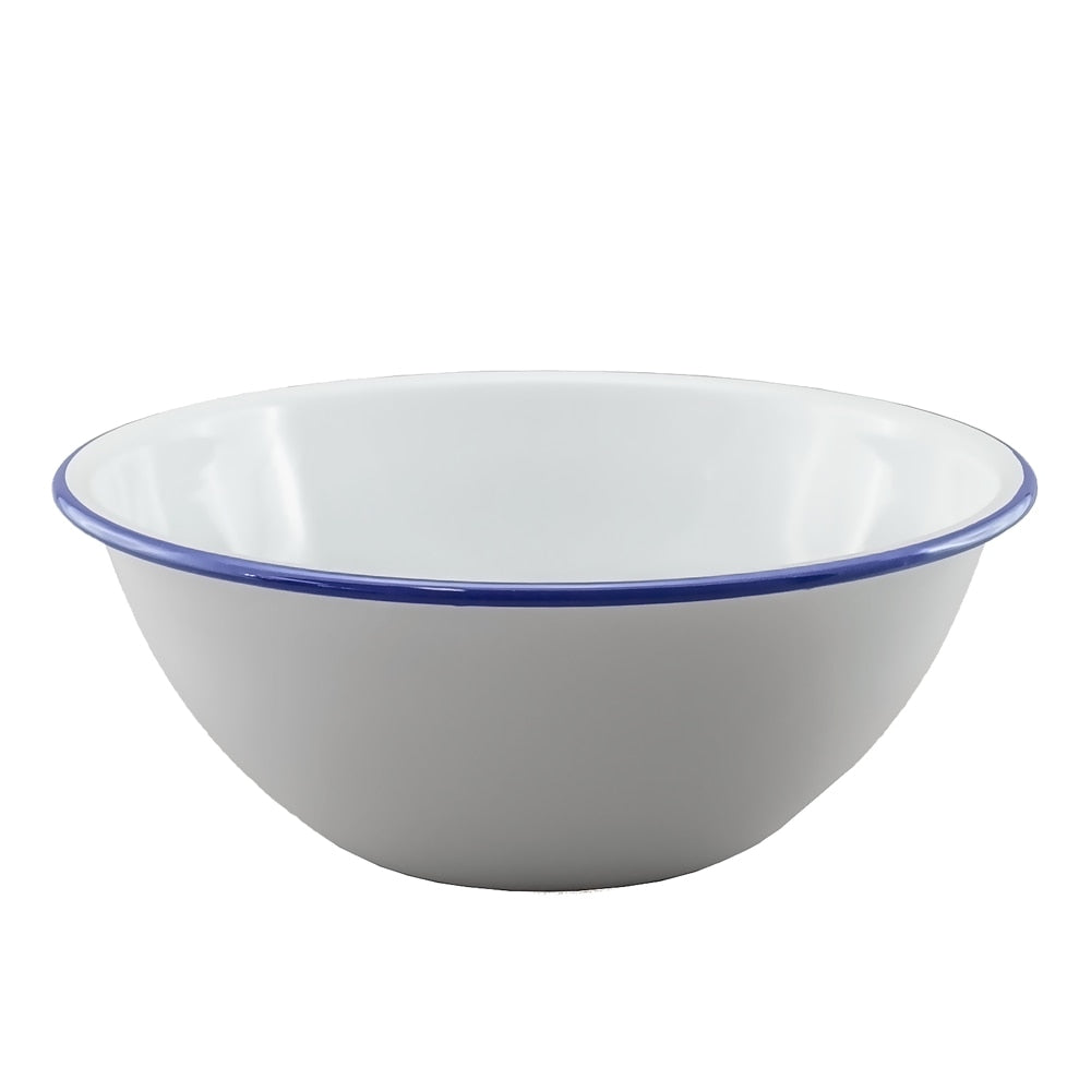 Falcon Enamel Mixing Bowl 24cm - White with Blue Rim