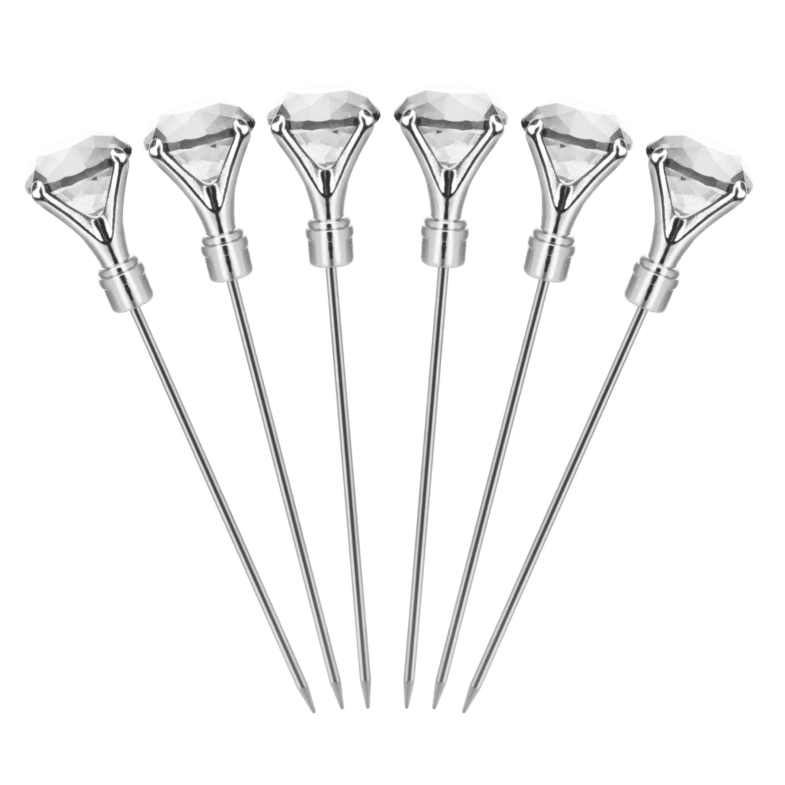 Final Touch Diamond Cocktail Picks – Clear – Set Of 6