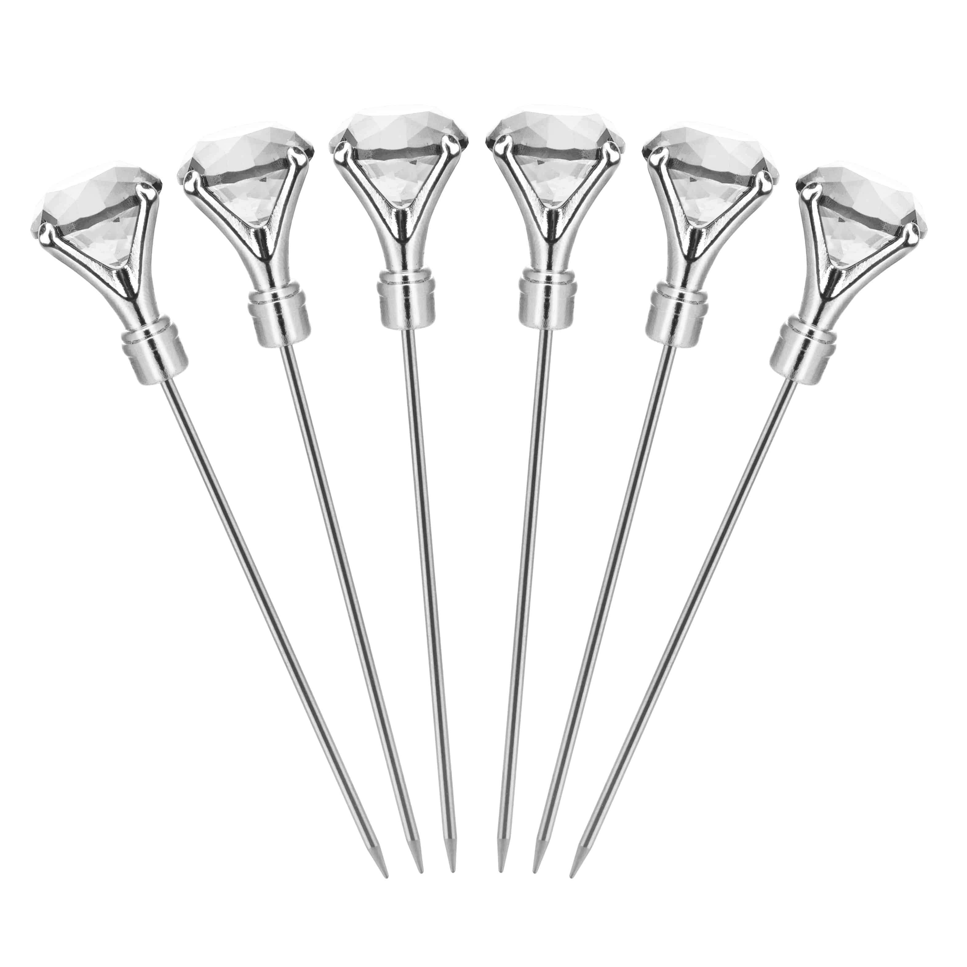 Final Touch Diamond Cocktail Picks – Clear – Set Of 6