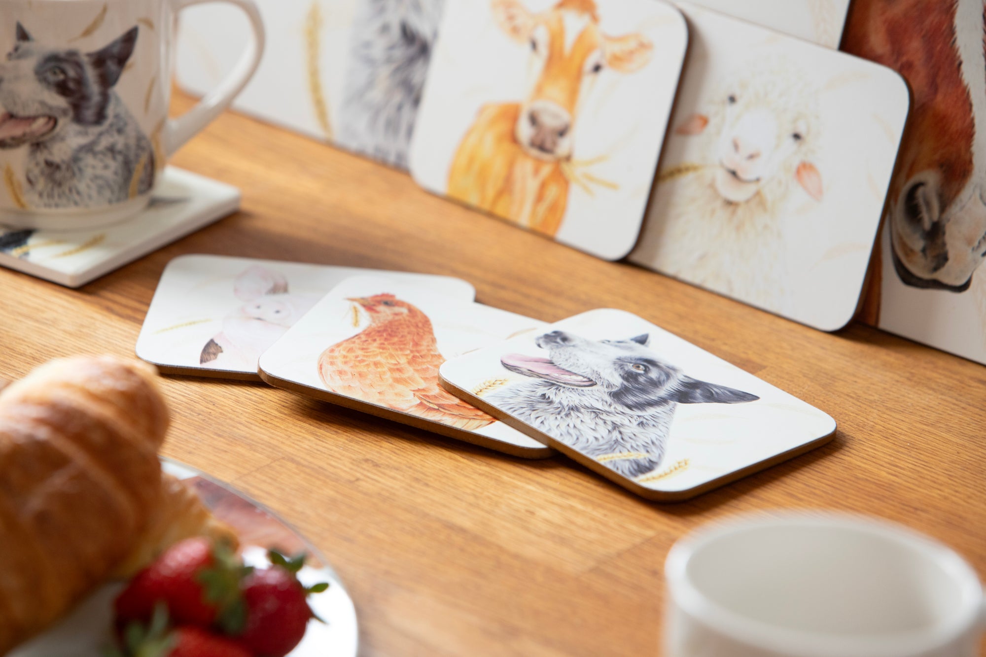 Ashdene Farmyard Faces 2 6pk Coaster