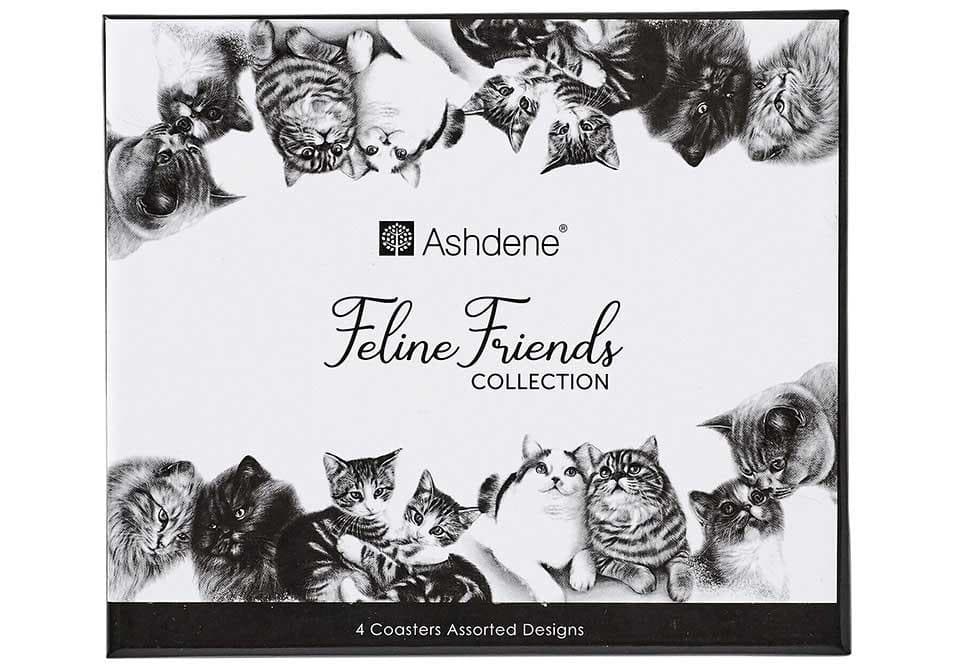 Ashdene Feline Friends 4pk Coaster