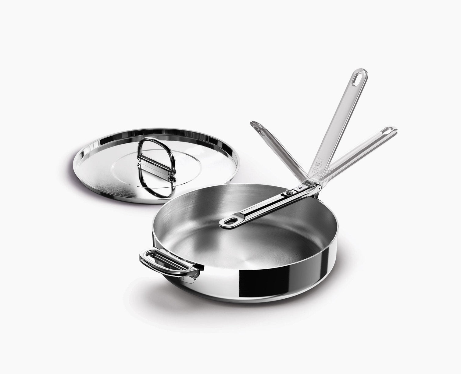 Joseph Joseph Space Steel 28 Cm (11") Stainless-Steel Saute Pan With  Folding Handle And Lid