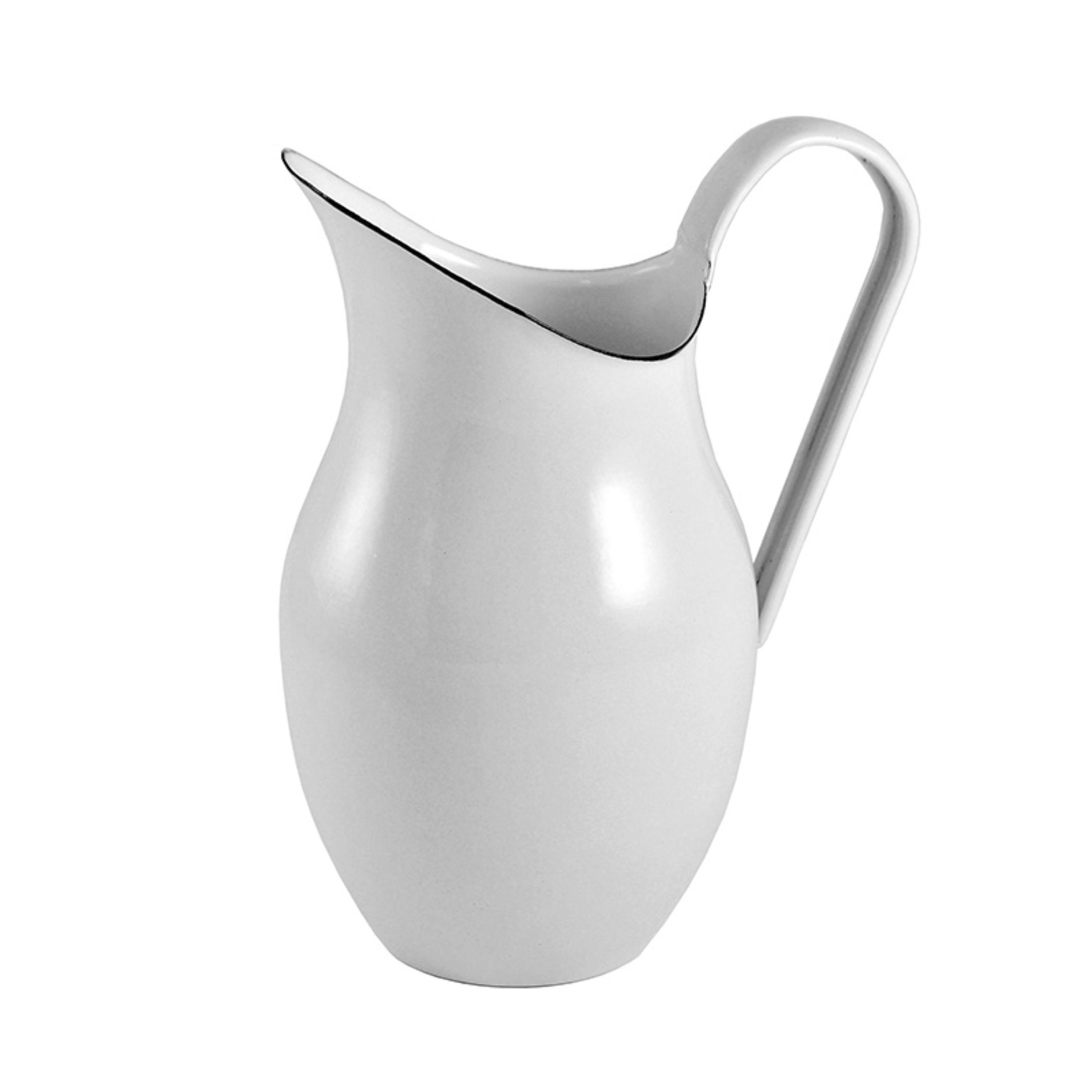 Urban Style Enamelware Pitcher French White 2.5L - White with Blue Rim