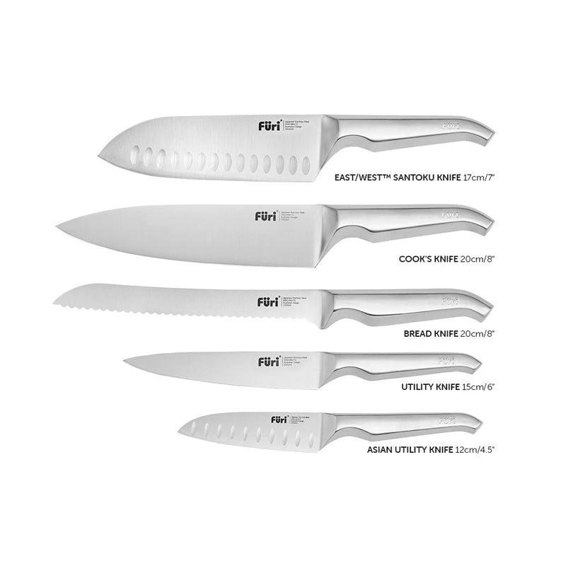 Furi Radial Stone 6 Piece Knife Block Set - Olive Terrazzo