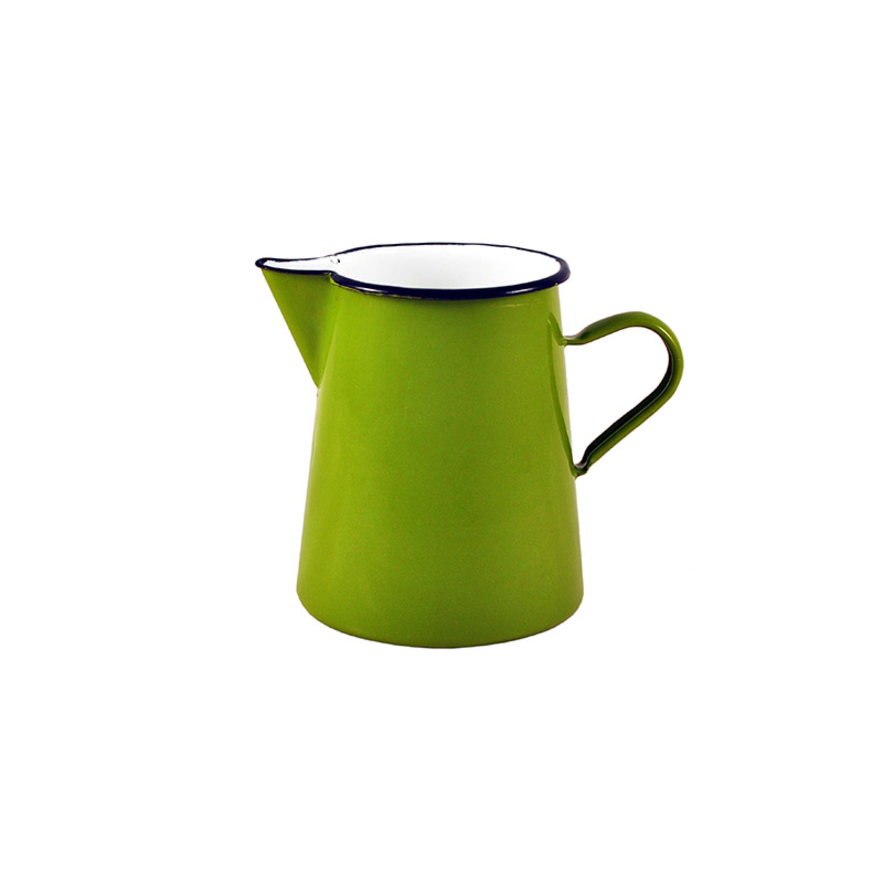 Urban Style Enamelware Premium Pitcher Seamless Base 1L - Green with Black Rim