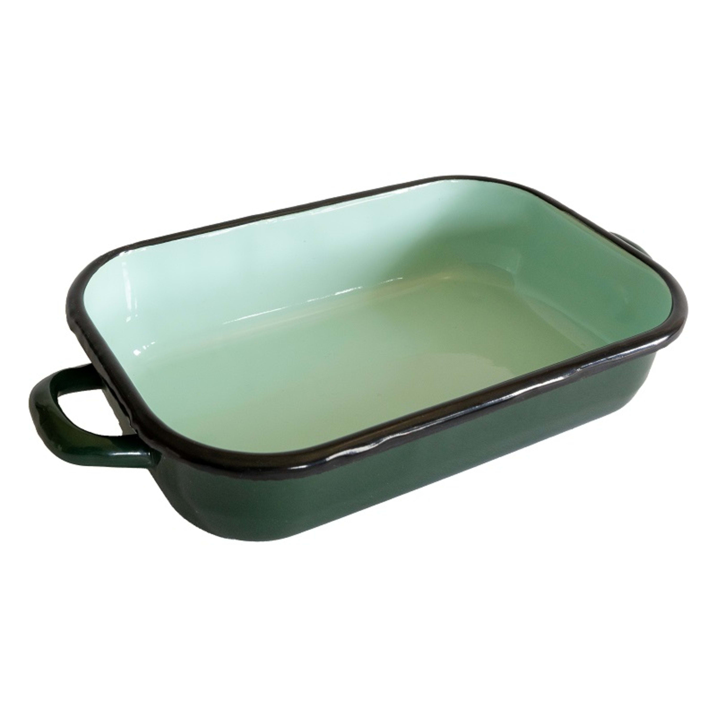 Urban Style Enamelware Induction Baking Dish with Handles 26x16.5x6cm 2.2L - Green