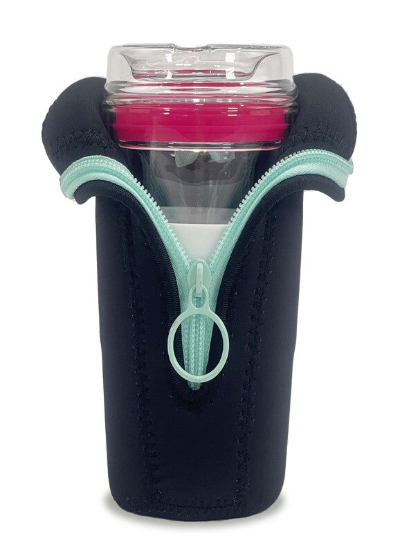 IOco 16oz Travel Cup Jacket - Black Ocean Blue Zipper