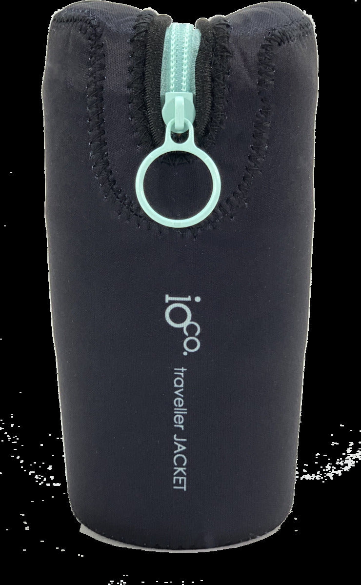 IOco 16oz Travel Cup Jacket - Black Ocean Blue Zipper