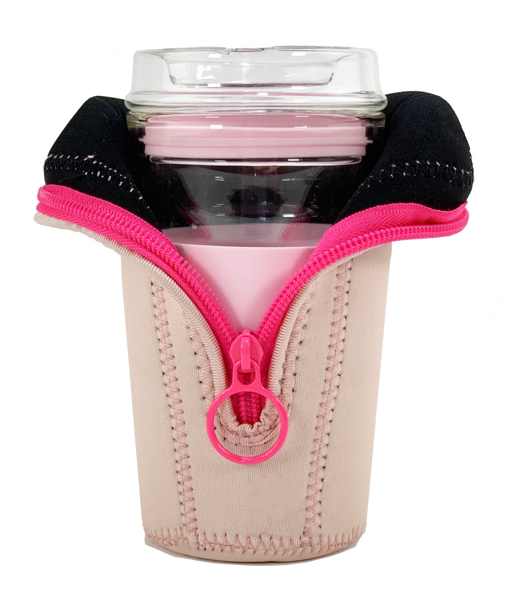 IOco 8oz Travel Cup Jacket - Pink Hot Pink Zipper