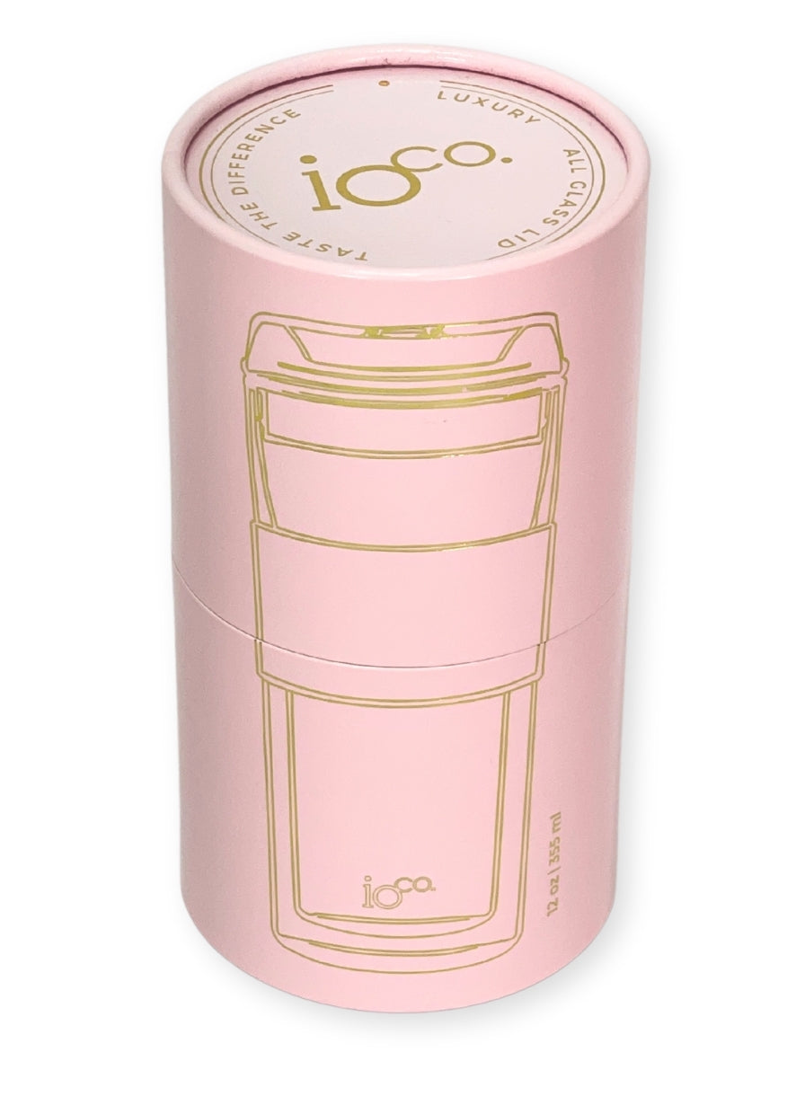 IOco 12oz Reusable Glass Coffee Travel Cup - Marshmallow Pink