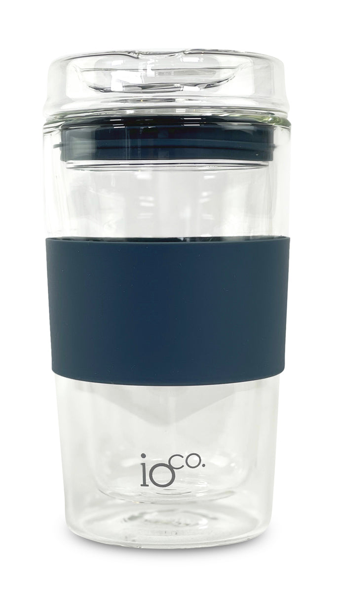 IOco 12oz Reusable Glass Coffee Travel Cup - Denim