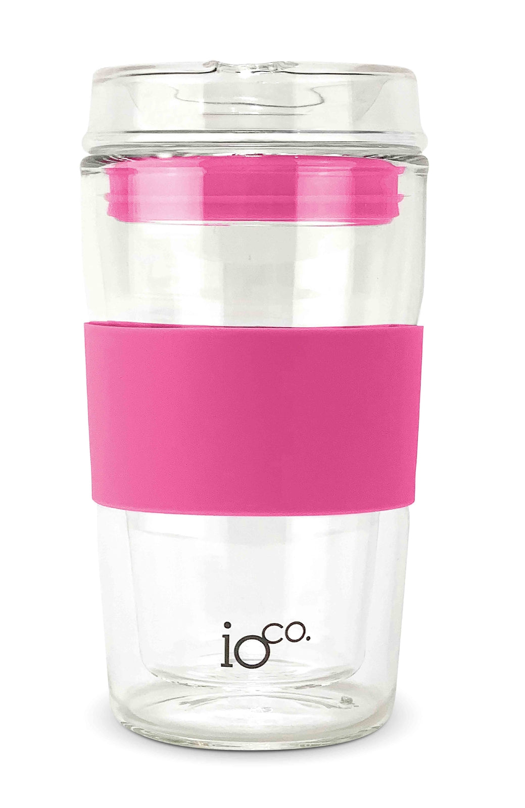 IOco 12oz Reusable Glass Coffee Travel Cup - Bossy Pink