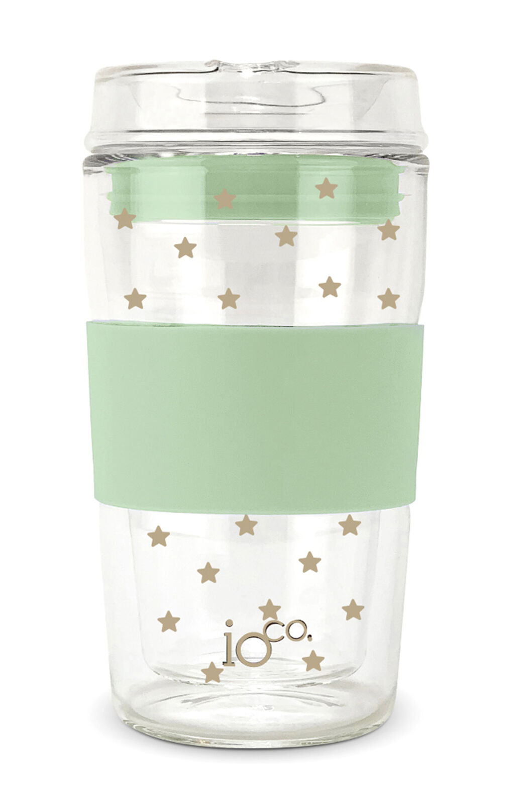 IOco 12oz Reusable Glass Coffee Travel Cup - Star EDITION Sage