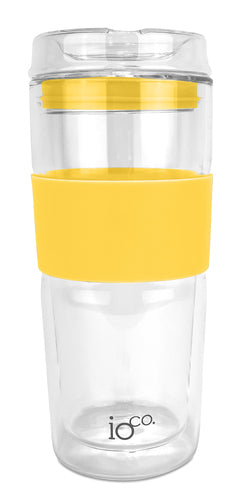 IOco 16oz Reusable Glass Coffee Travel Cup - Sunny Yellow