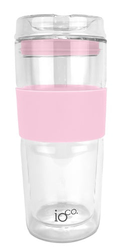 IOco 16oz Reusable Glass Coffee Travel Cup - Marshmallow Pink