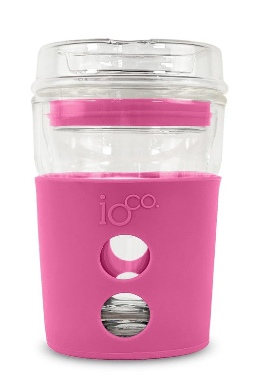 IOco 8oz Reusable Glass Coffee Travel Cup - Bossy Pink