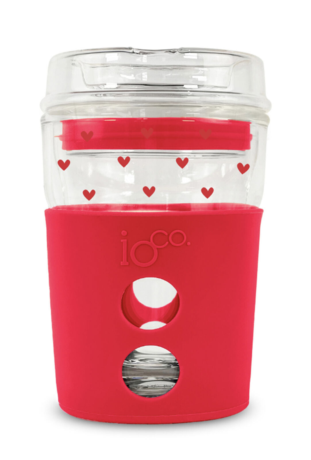 IOco 8oz Reusable Glass Coffee Travel Cup - LOVE Edition Red
