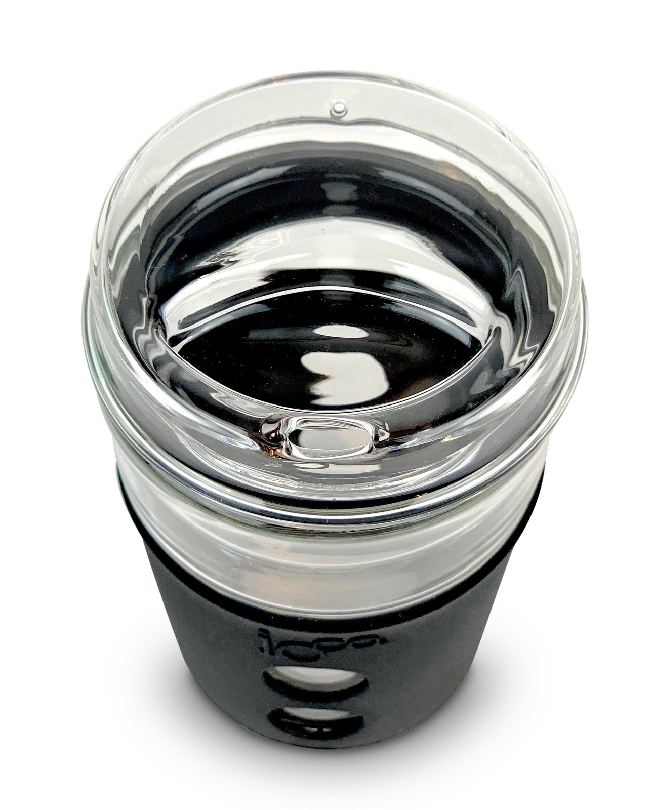 IOco 8oz Reusable Glass Coffee Travel Cup - Black Night Apple Green Seal
