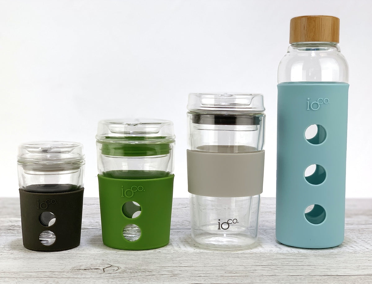 IOco 8oz Reusable Glass Coffee Travel Cup - Denim Kumquat Orange Seal