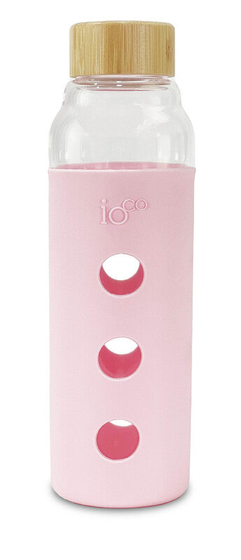 IOco Glass Water Bottle with Bamboo Lid - Sweet Marshmallow Pink