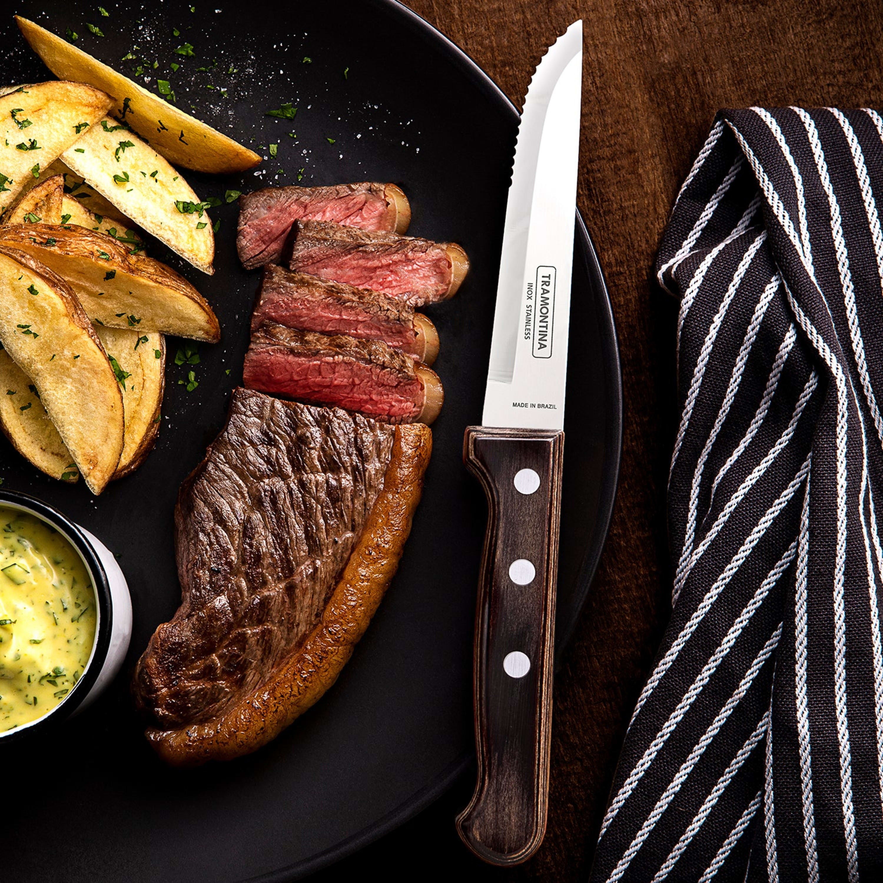 Tramontina Churrasco Polywood 4 Piece Gaucho Steak Knife Set - Brown