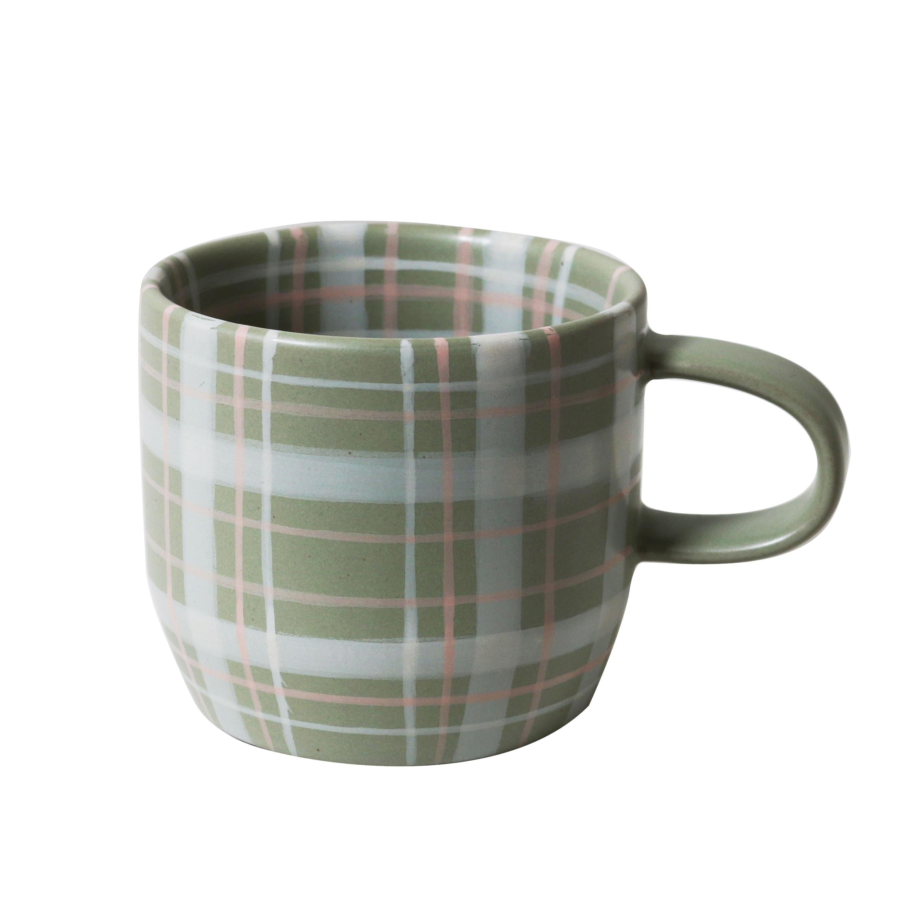 Robert Gordon Cat's Pyjamas Mug Single - Sage & Blush Check
