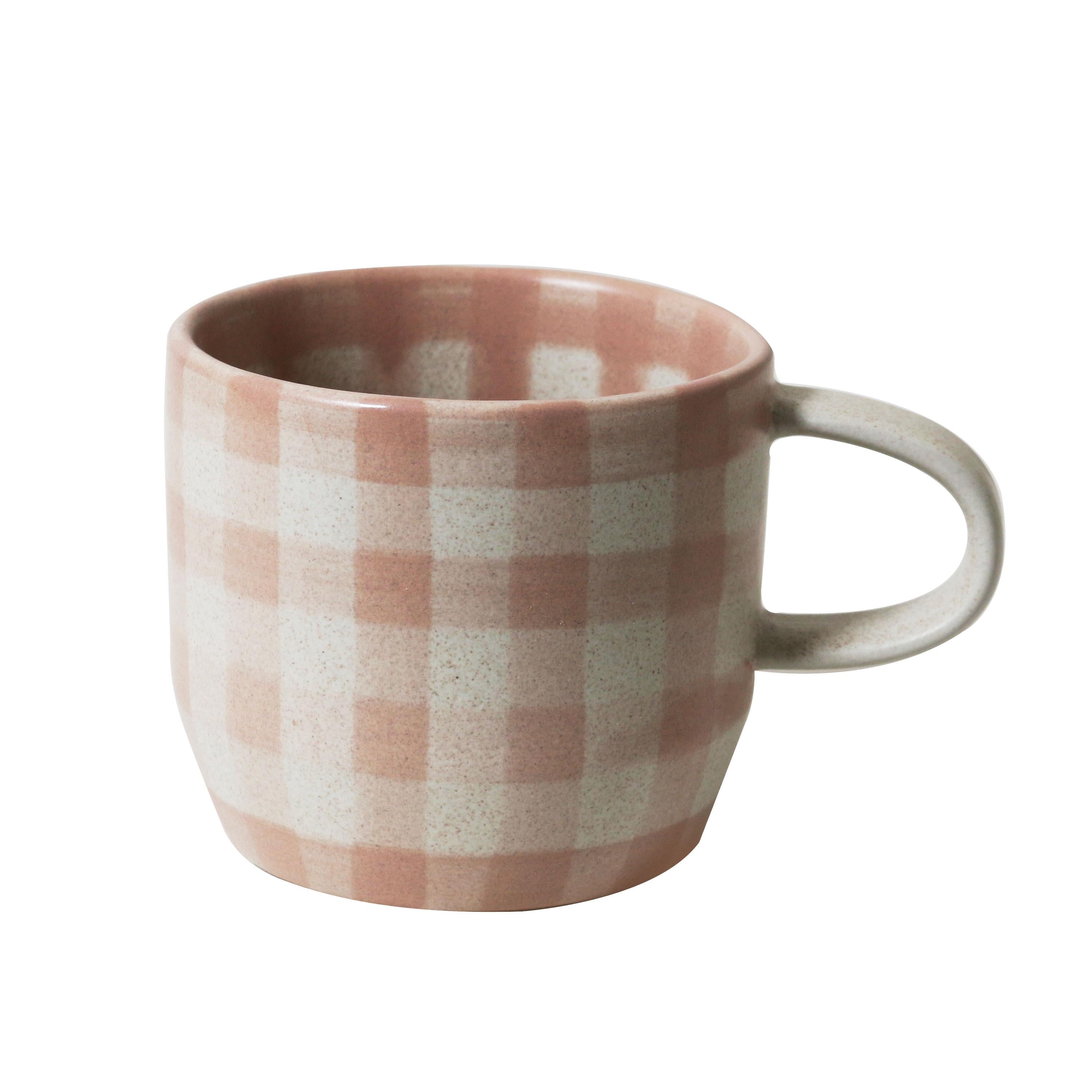 Robert Gordon Cat's Pyjamas Mug Single - Soft Terracotta Check