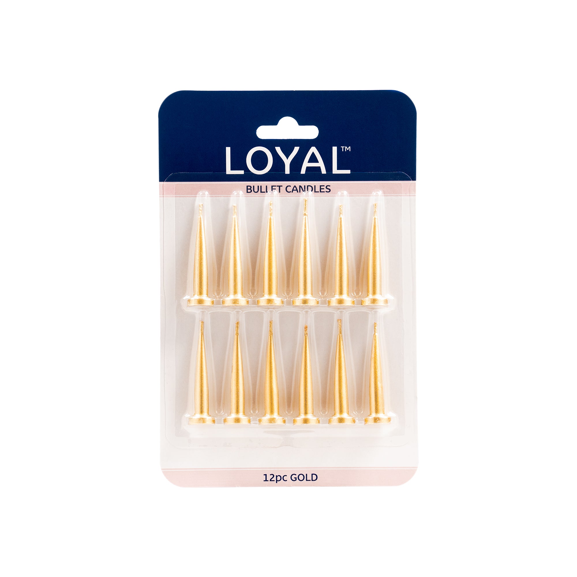 LOYAL Bullet Candle Metallic Gold 12 Piece