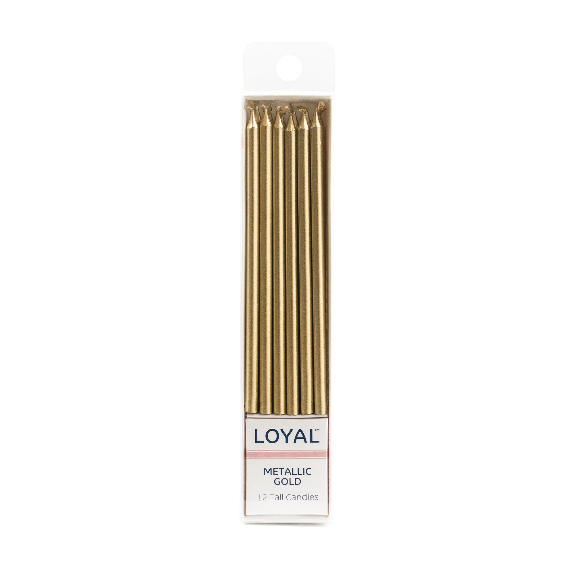 LOYAL Tall Candle Metallic Gold 12 Piece