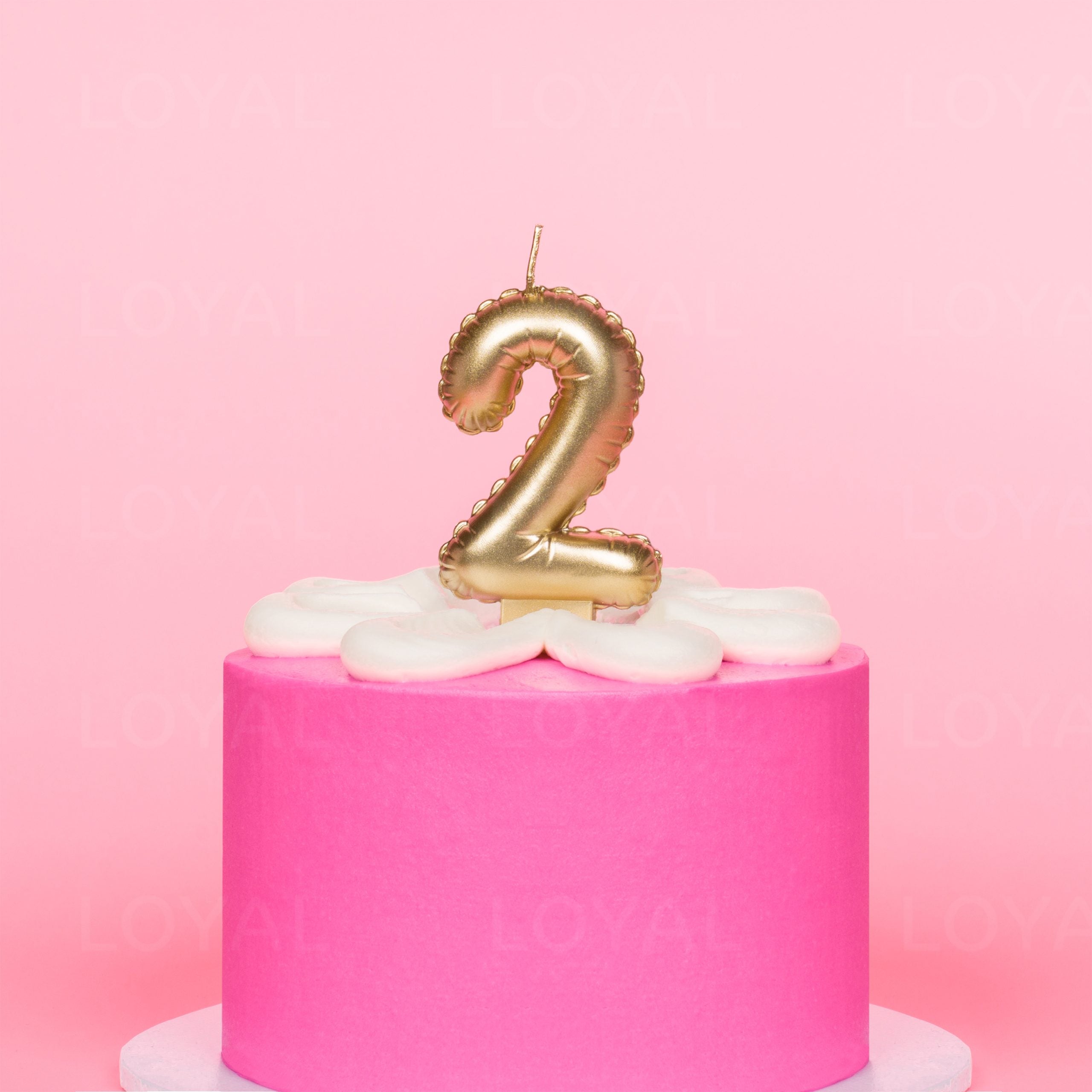 LOYAL Balloon Number "2" Candle - Metallic Gold