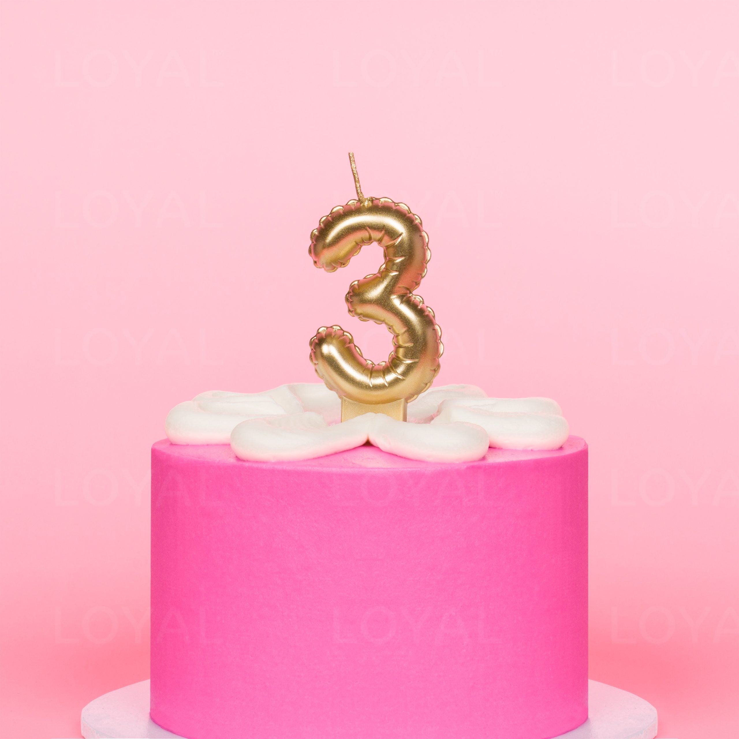 LOYAL Balloon Number "3" Candle - Metallic Gold