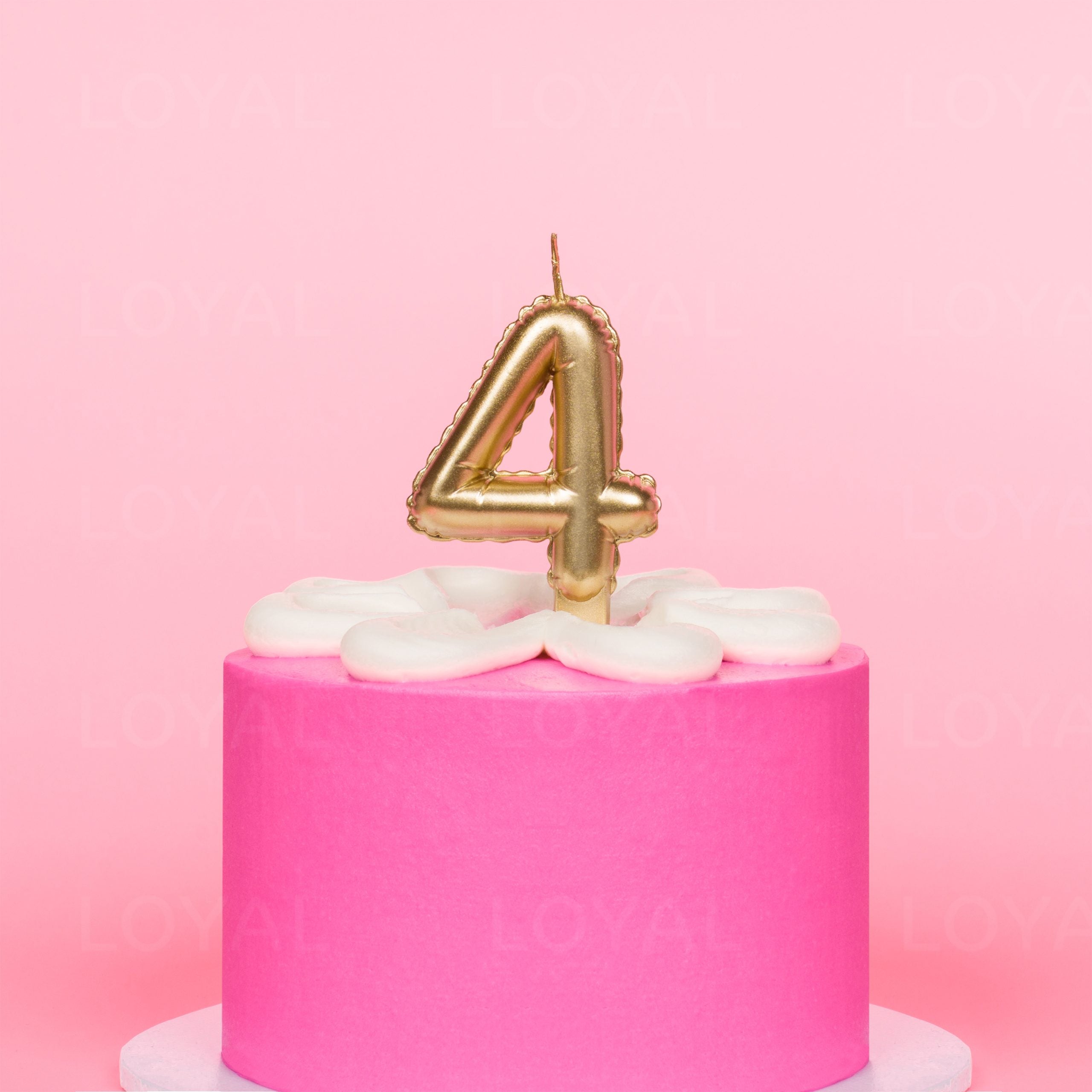 LOYAL Balloon Number "4" Candle - Metallic Gold