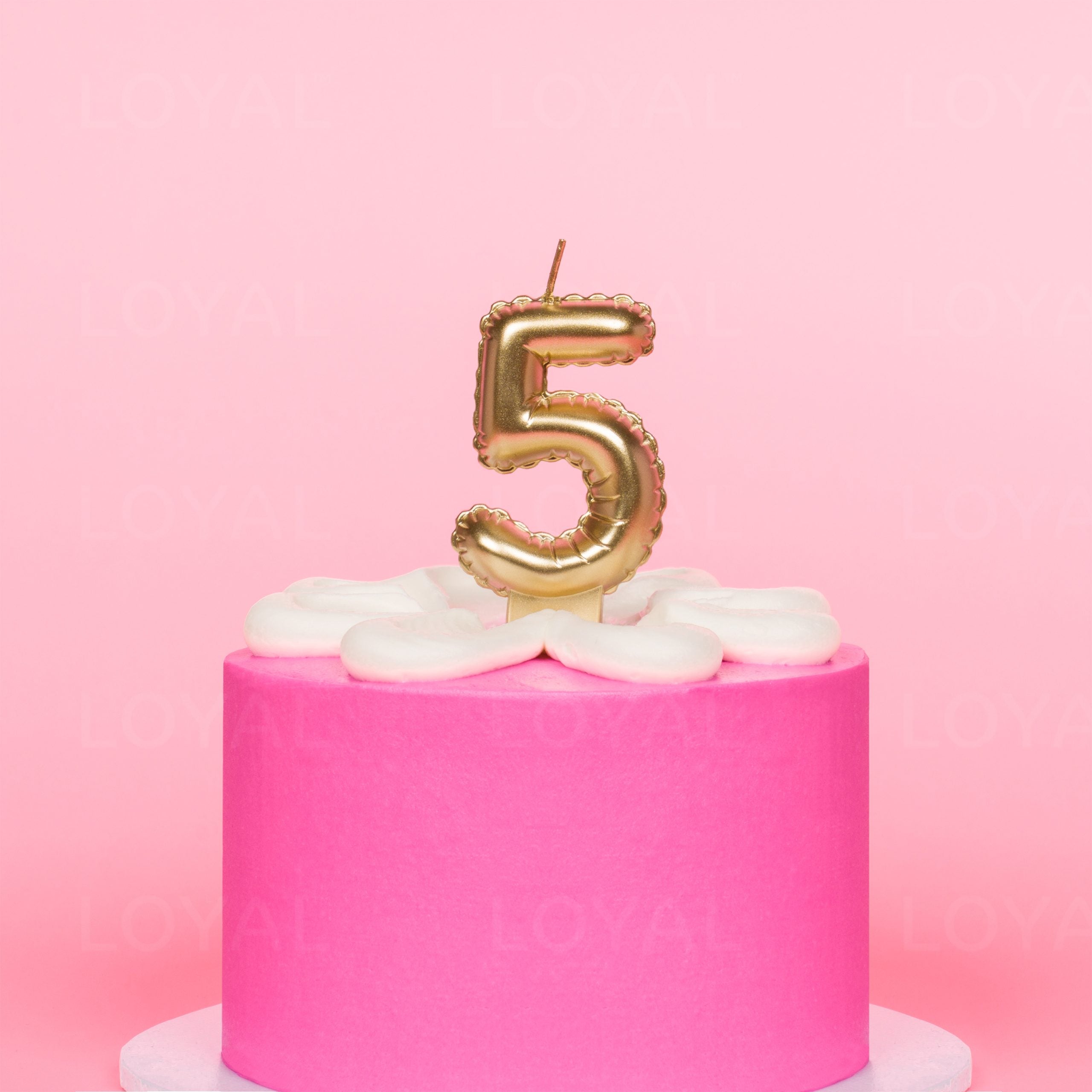 LOYAL Balloon Number "5" Candle - Metallic Gold