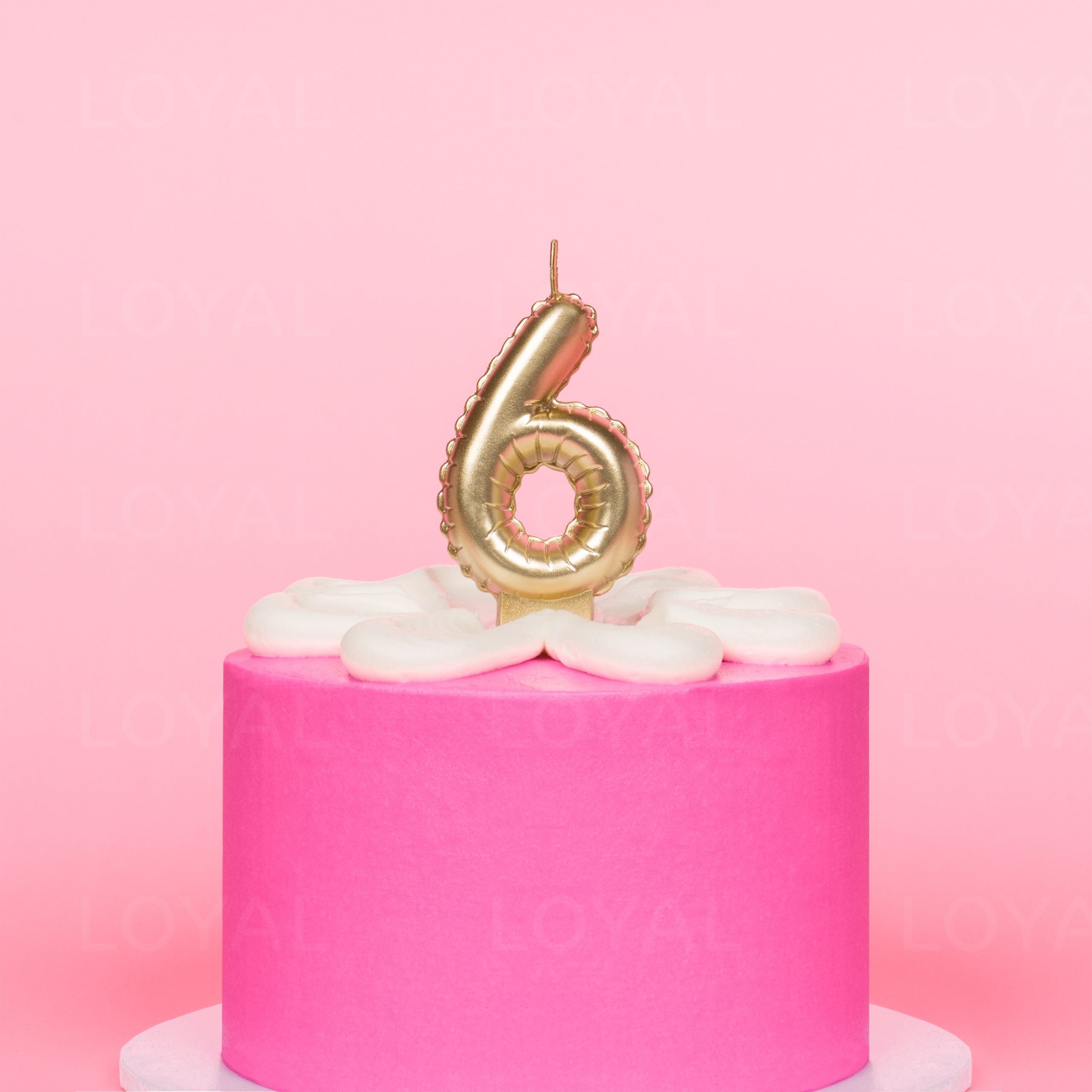 LOYAL Balloon Number "6" Candle - Metallic Gold