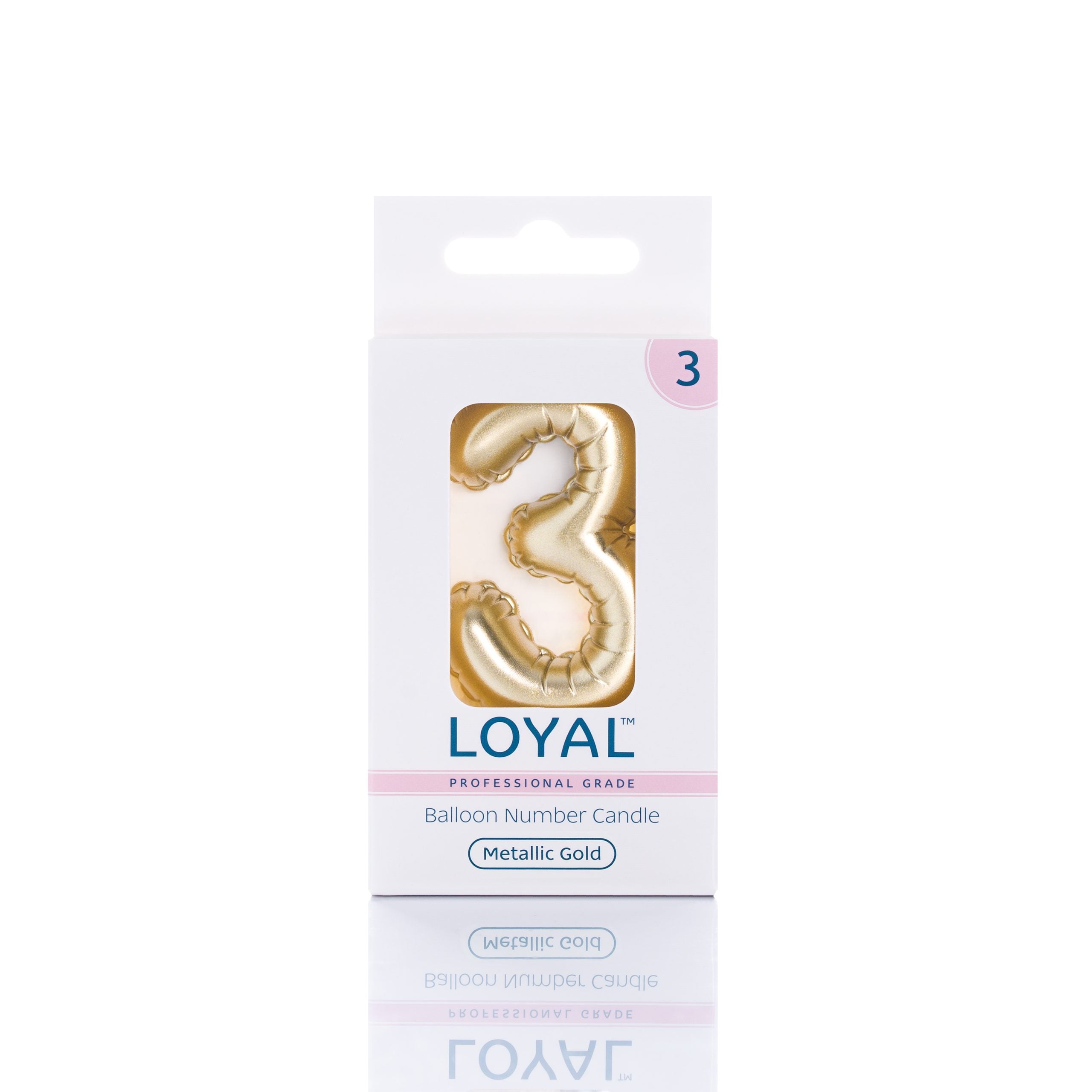 LOYAL Balloon Number "3" Candle - Metallic Silver
