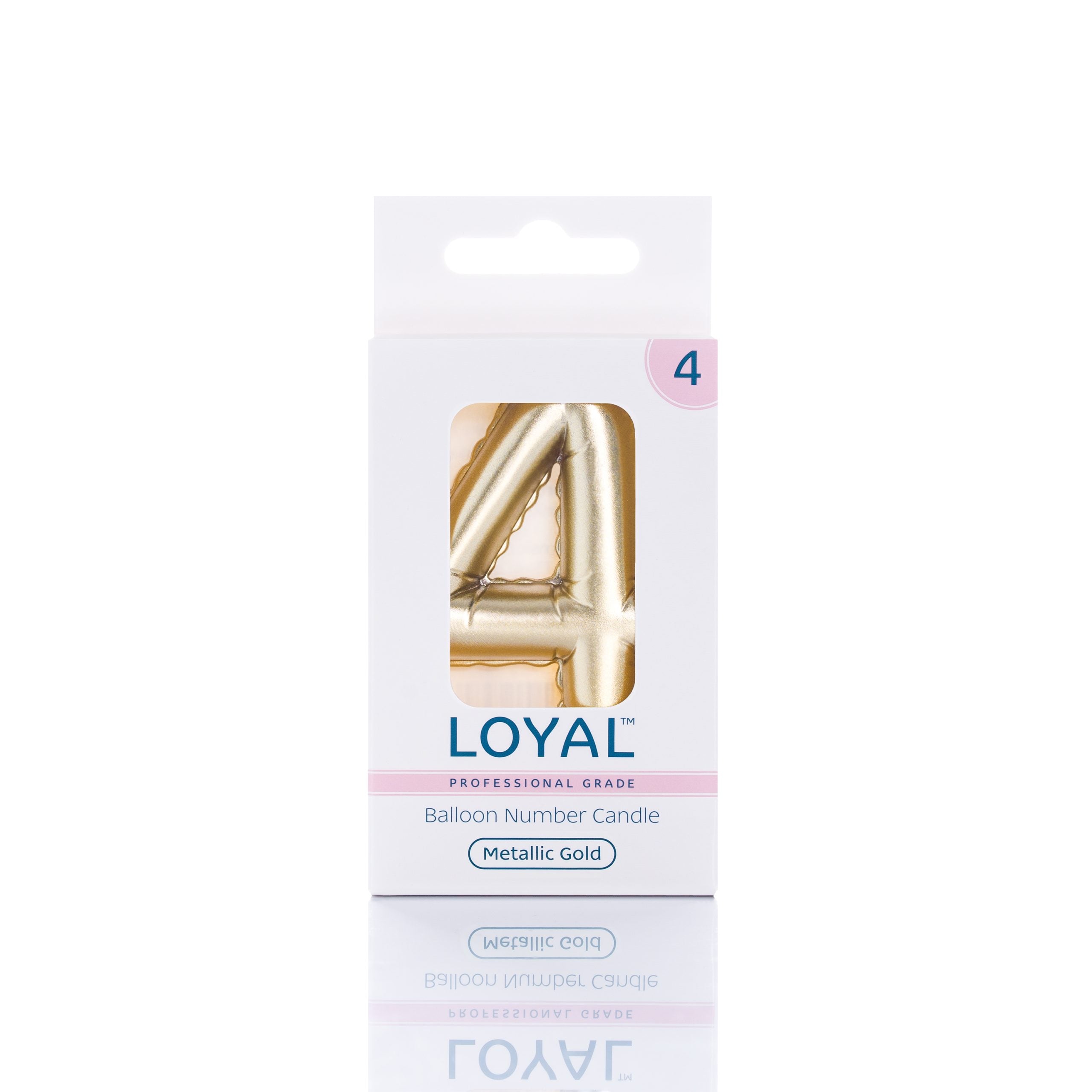 LOYAL Balloon Number "4" Candle - Metallic Gold