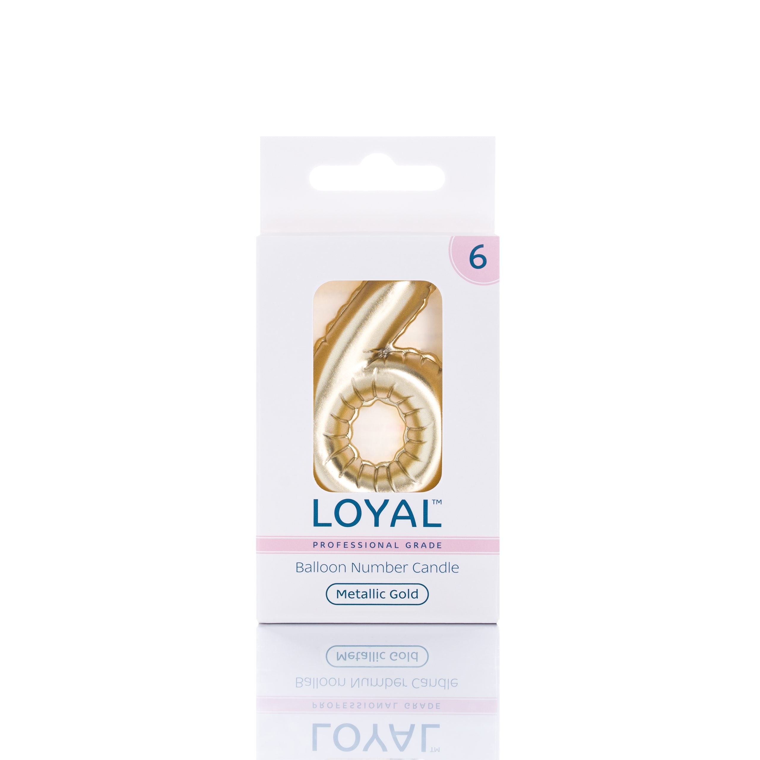 LOYAL Balloon Number "6" Candle - Metallic Silver