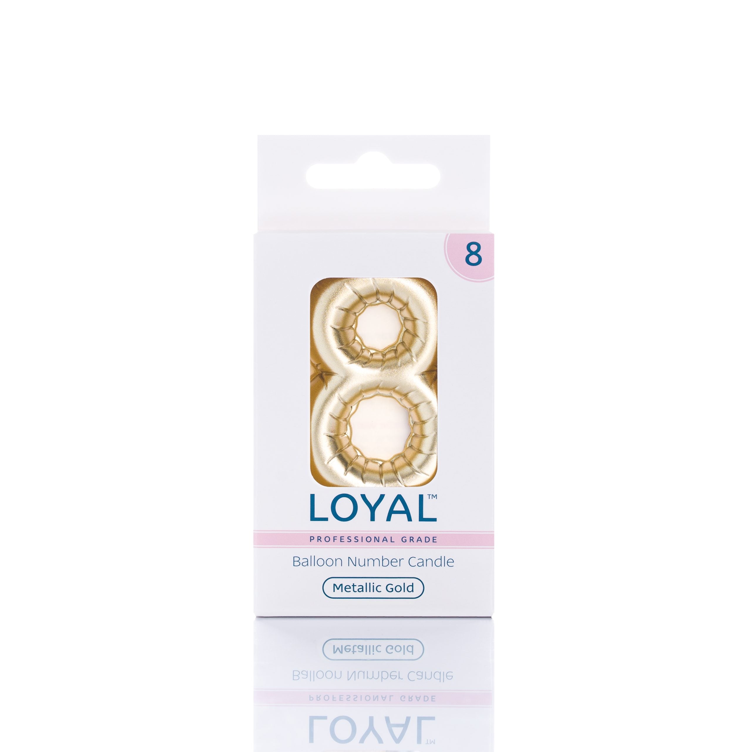 LOYAL Balloon Number "8" Candle - Metallic White