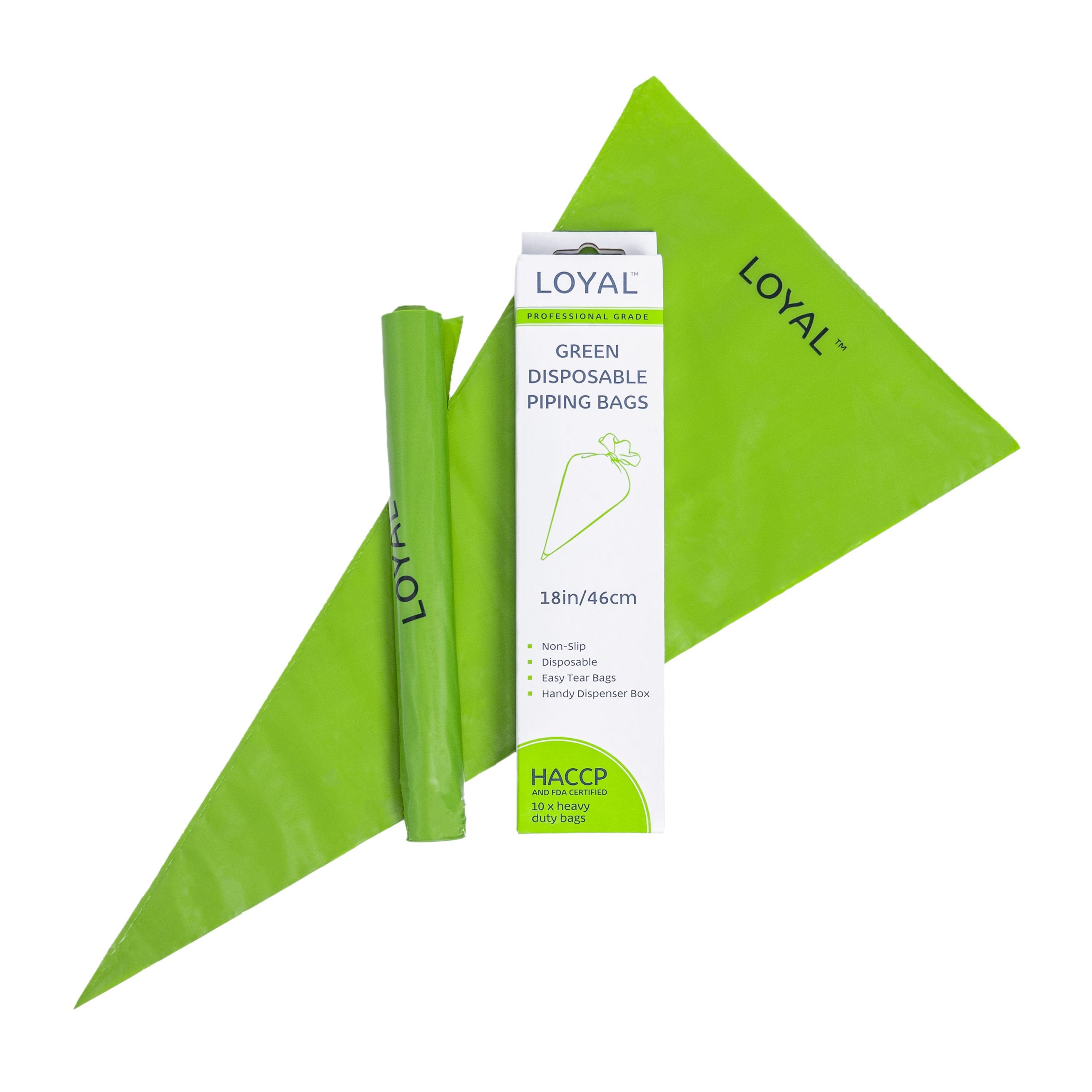 LOYAL Disposable Piping Bags Green 18 Inch 10 Piece