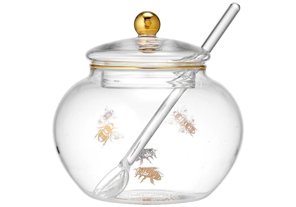 Ashdene Honey Bee Glass Sugar Bowl With Spoon