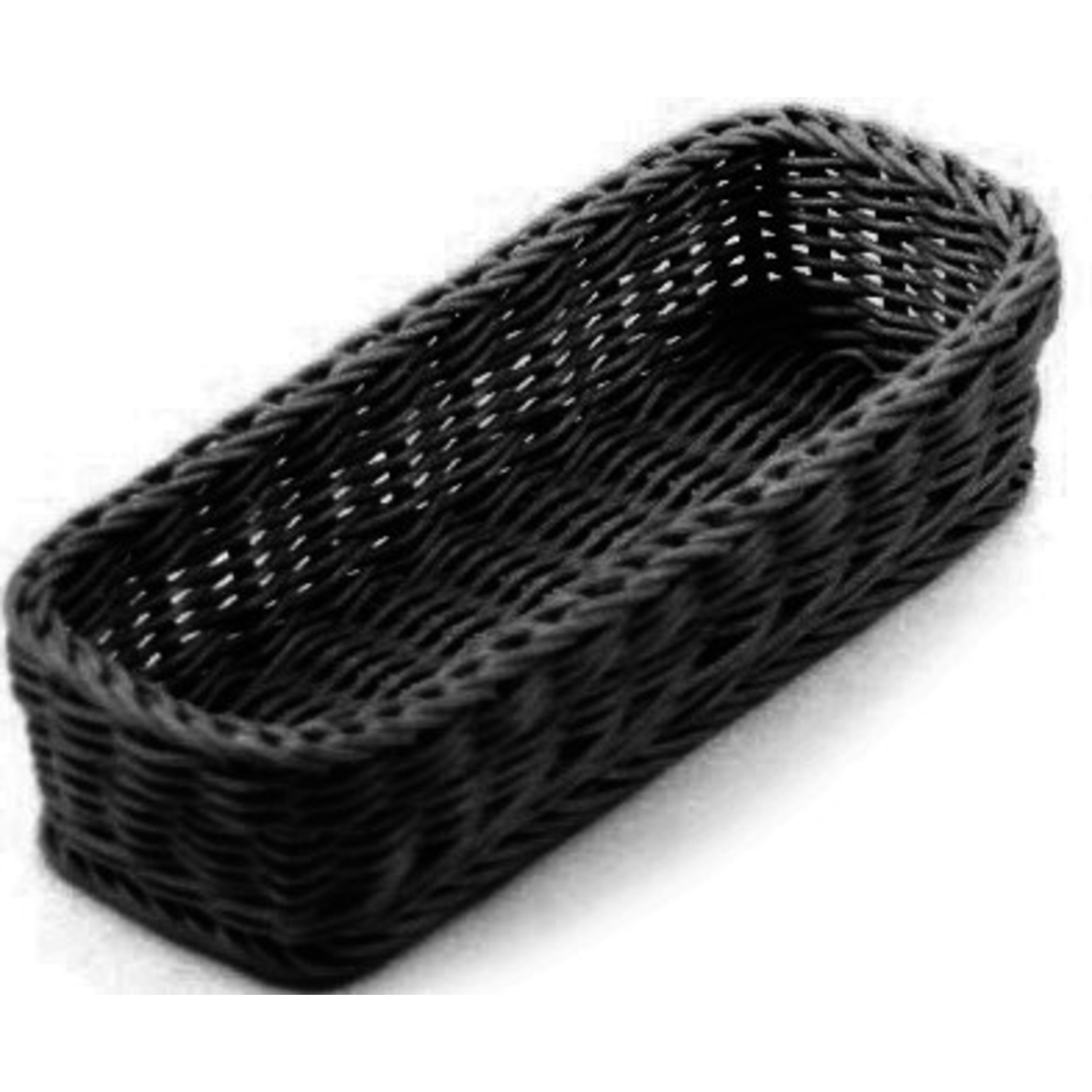 Icon Chef Round Weave Rectangle Cutlery Holder 25x9x7cm - Black (S)