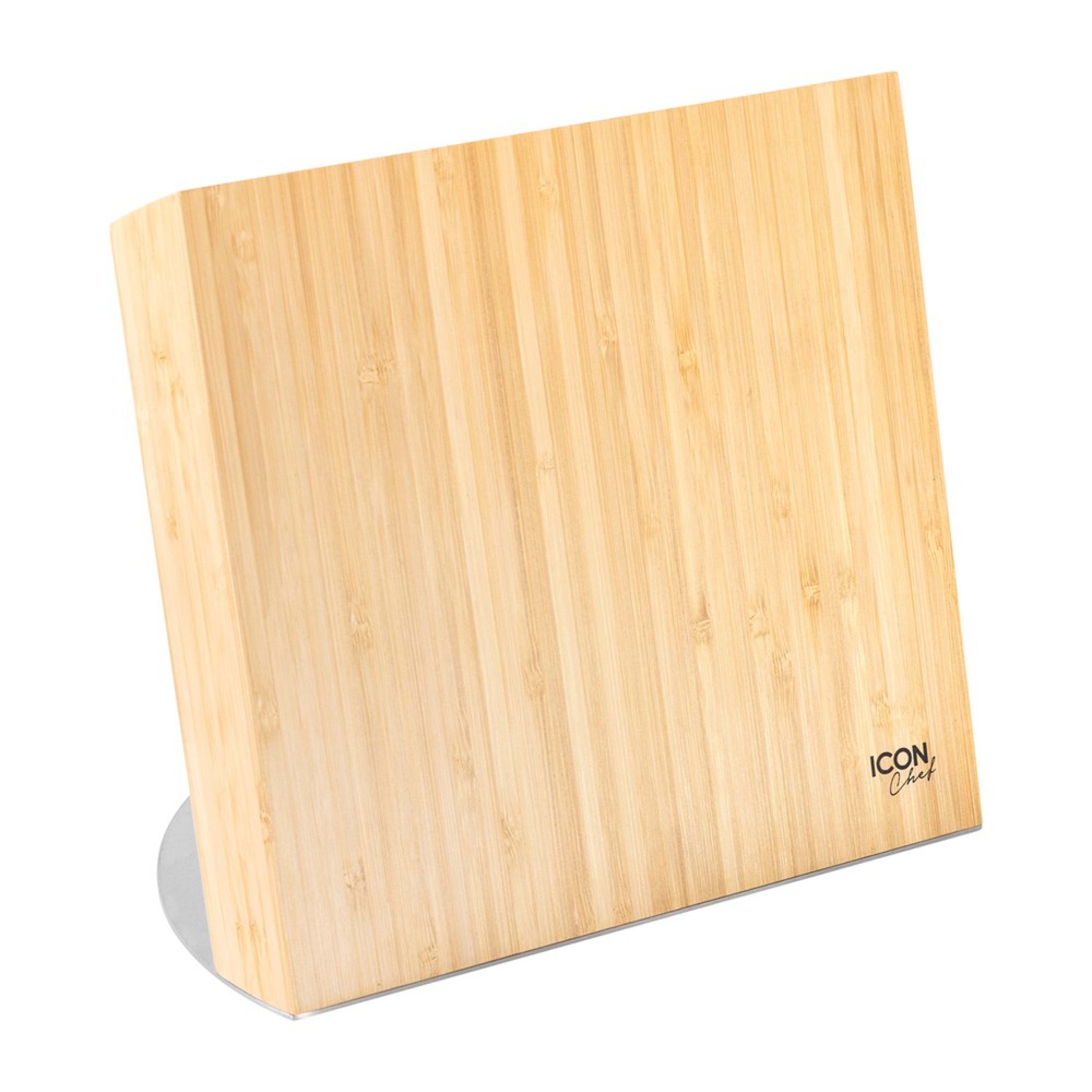 Icon Chef Magnetic Knife Block with Stainless Steel Base - Bamboo