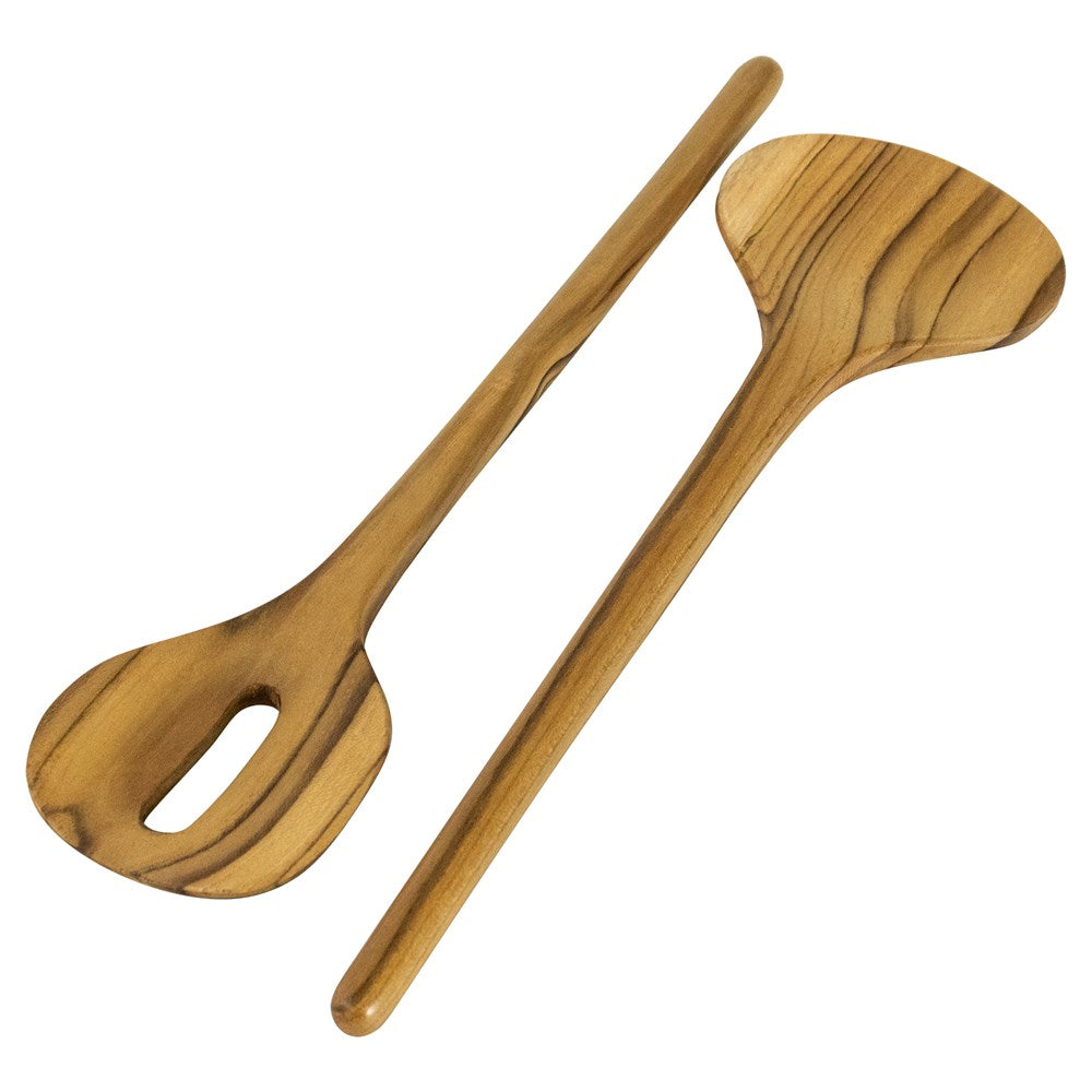 Icon Chef Teak Wood Ginkgo Salad Servers - 30cm
