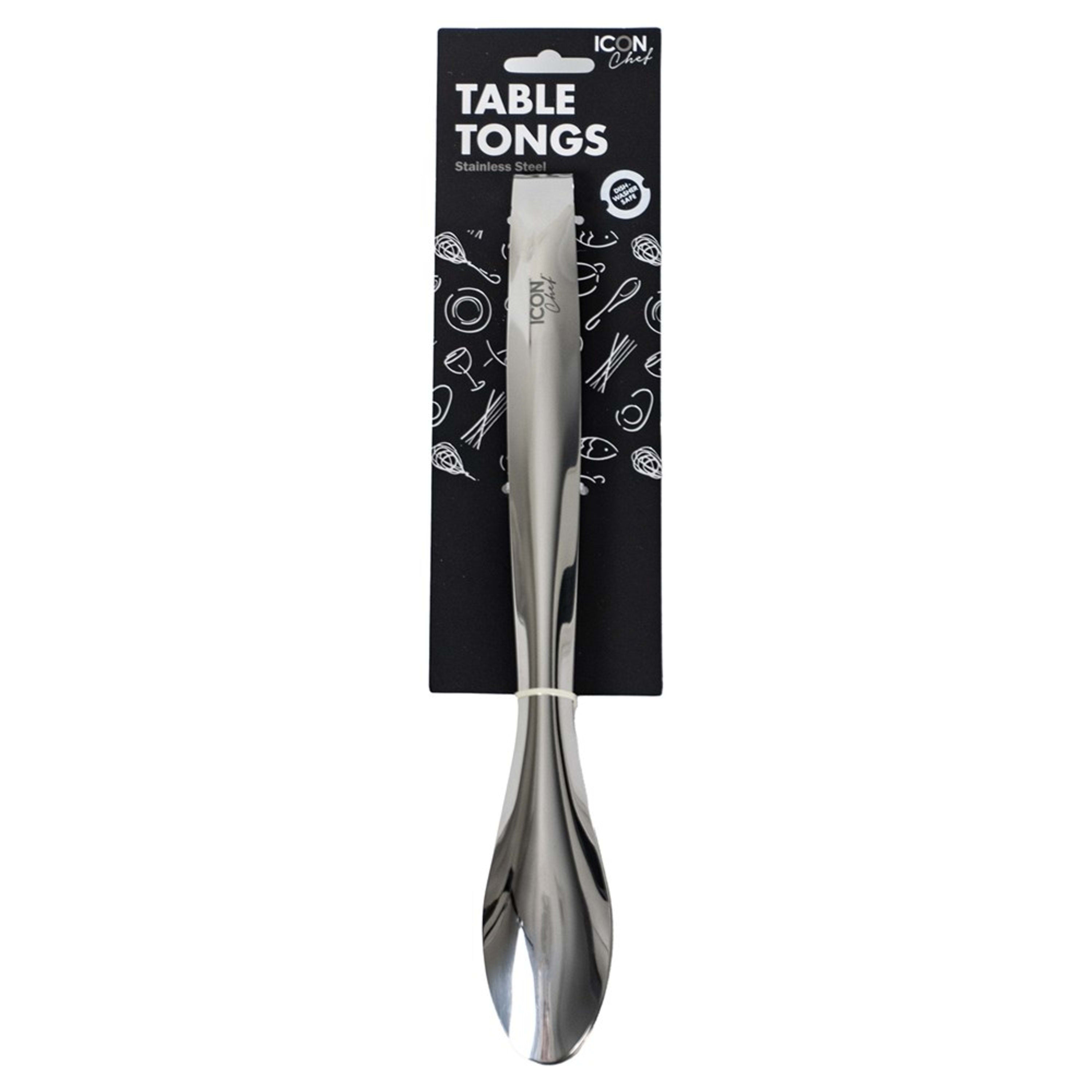 Icon Chef Stainless Steel Table Tongs - Silver 30cm (L)