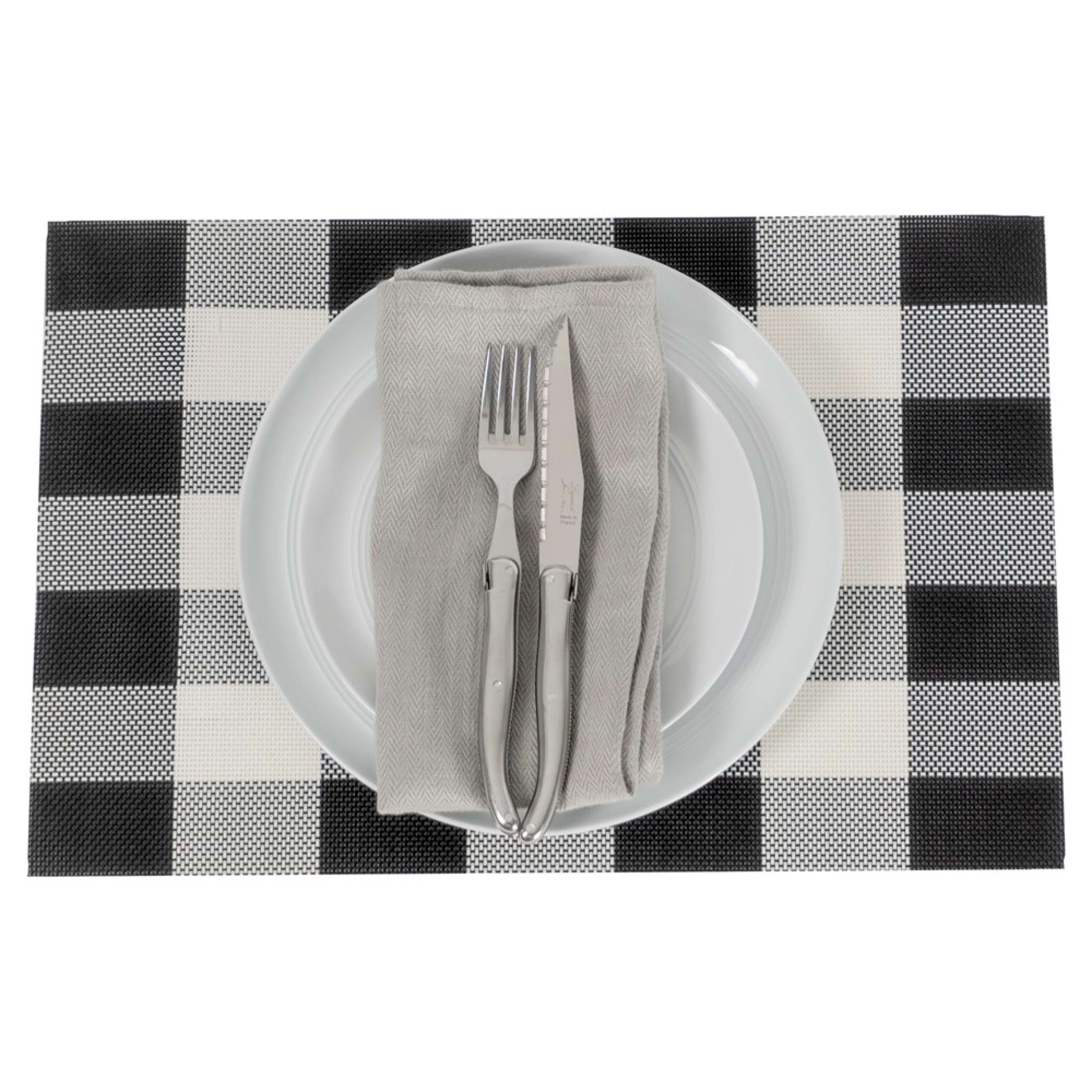 Icon Chef 6 Piece Table Placemat Set - Black Gingham