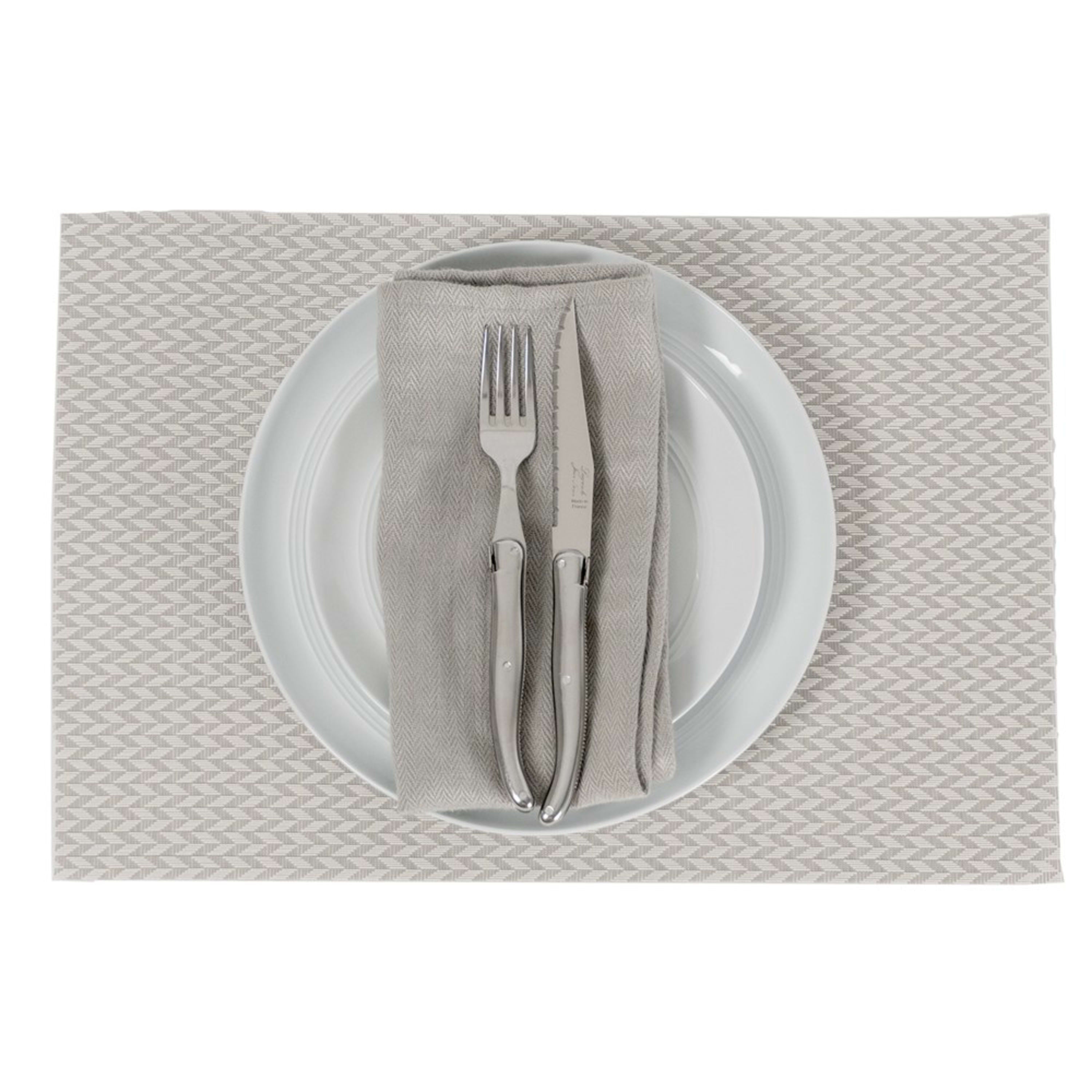 Icon Chef 6 Piece Table Placemat Set - Grey Herringbone
