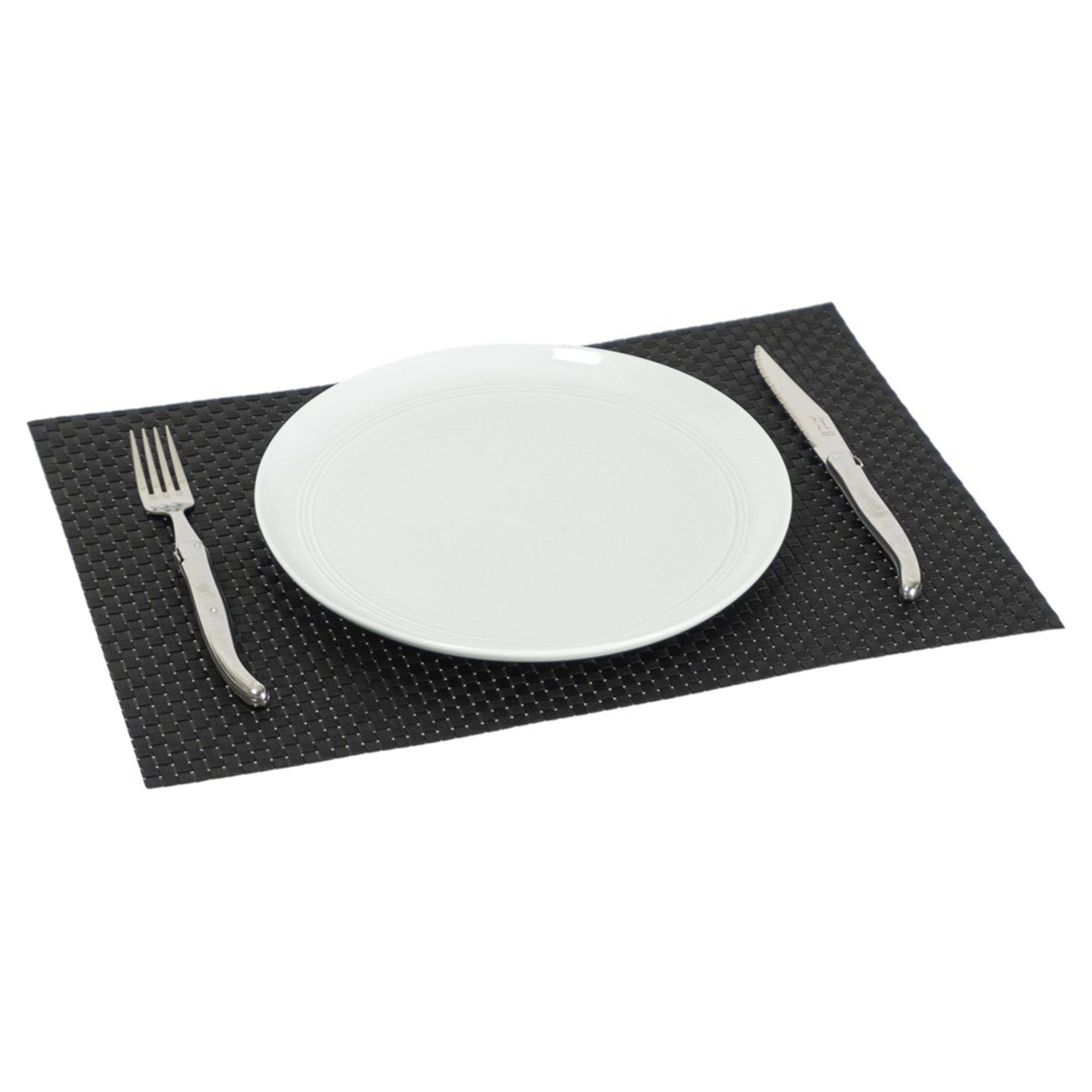Icon Chef 6 Piece Table Placemat Set - Black Basketweave